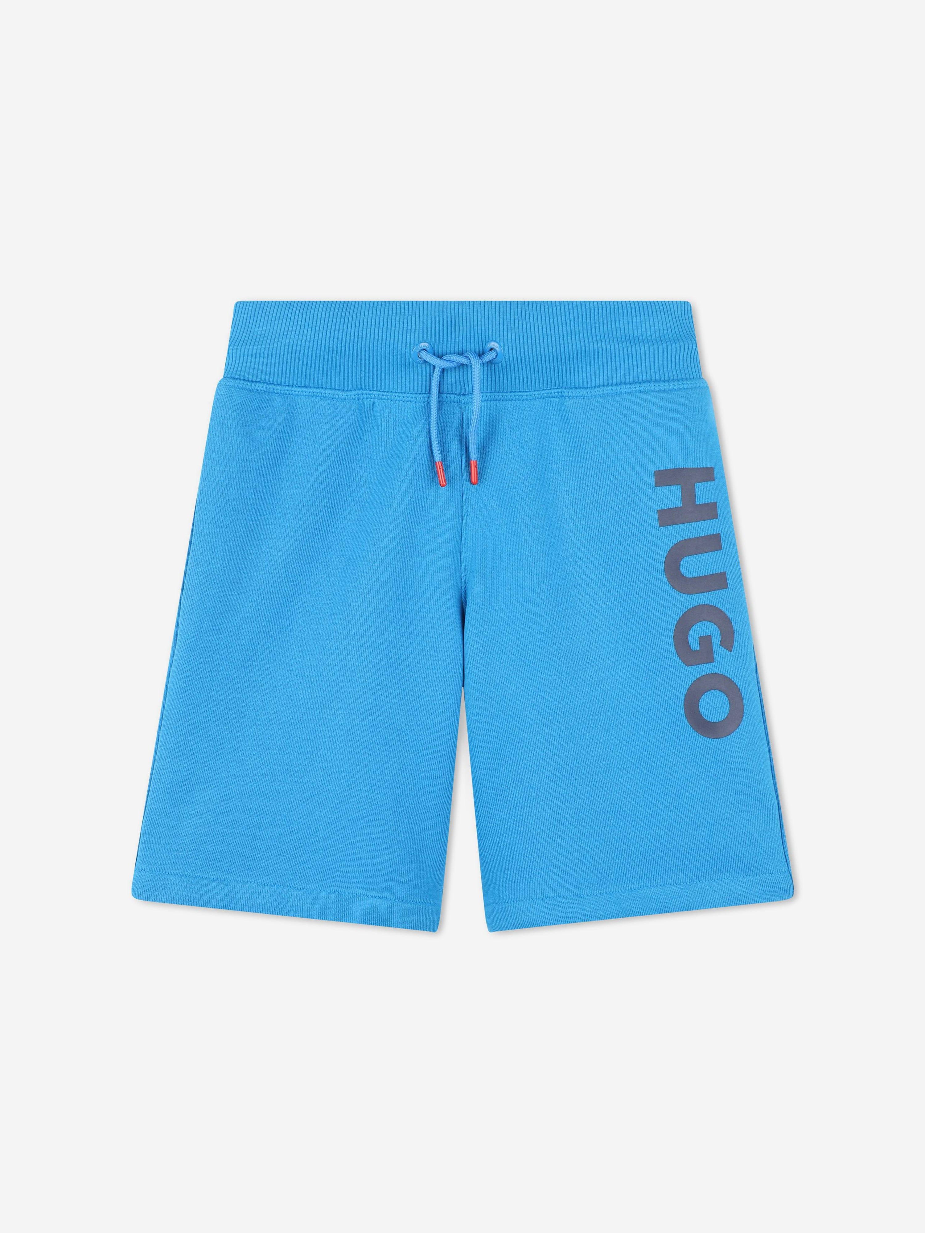 Hugo Boys Logo Print Shorts in Blue