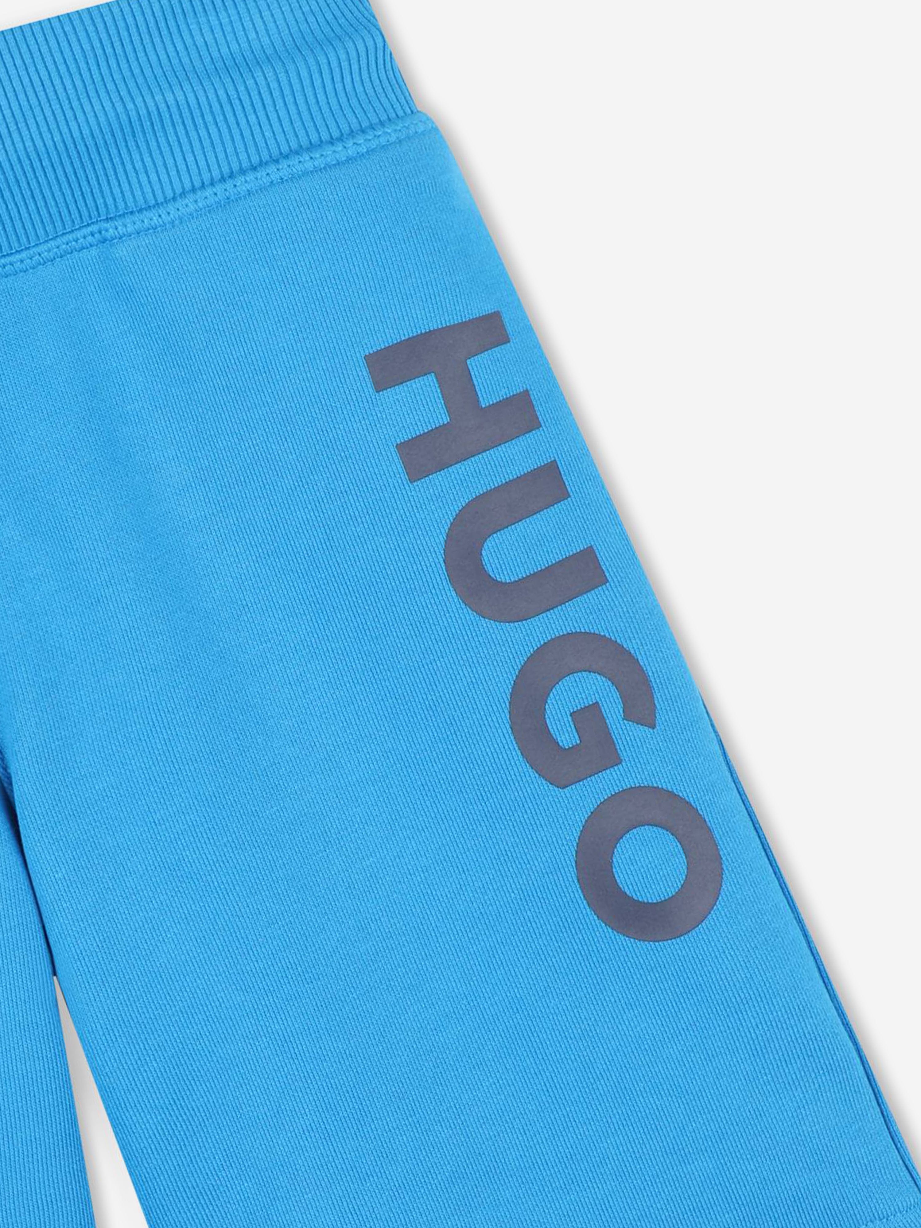 Hugo Boys Logo Print Shorts in Blue