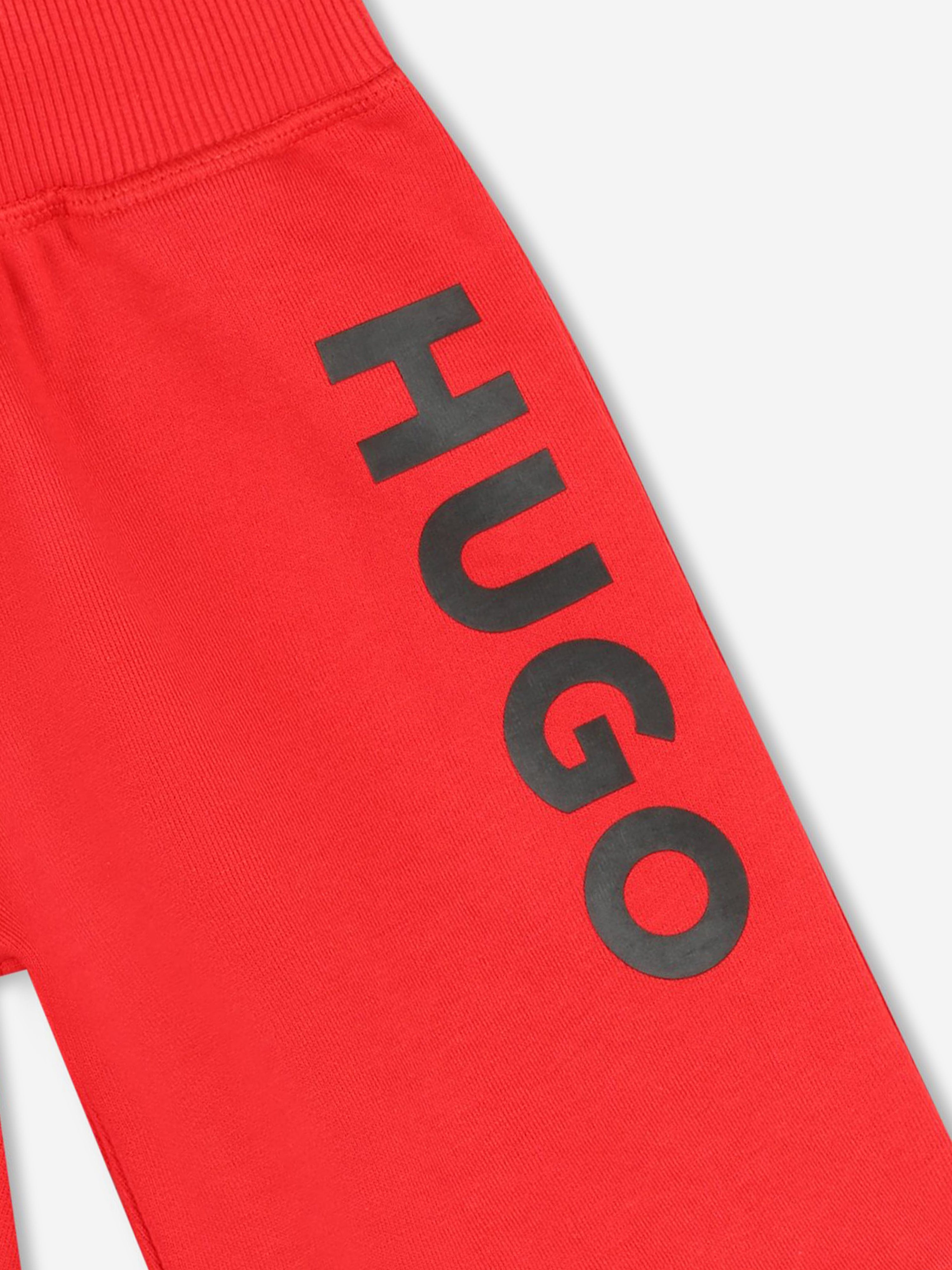 Hugo Boys Logo Print Shorts in Red