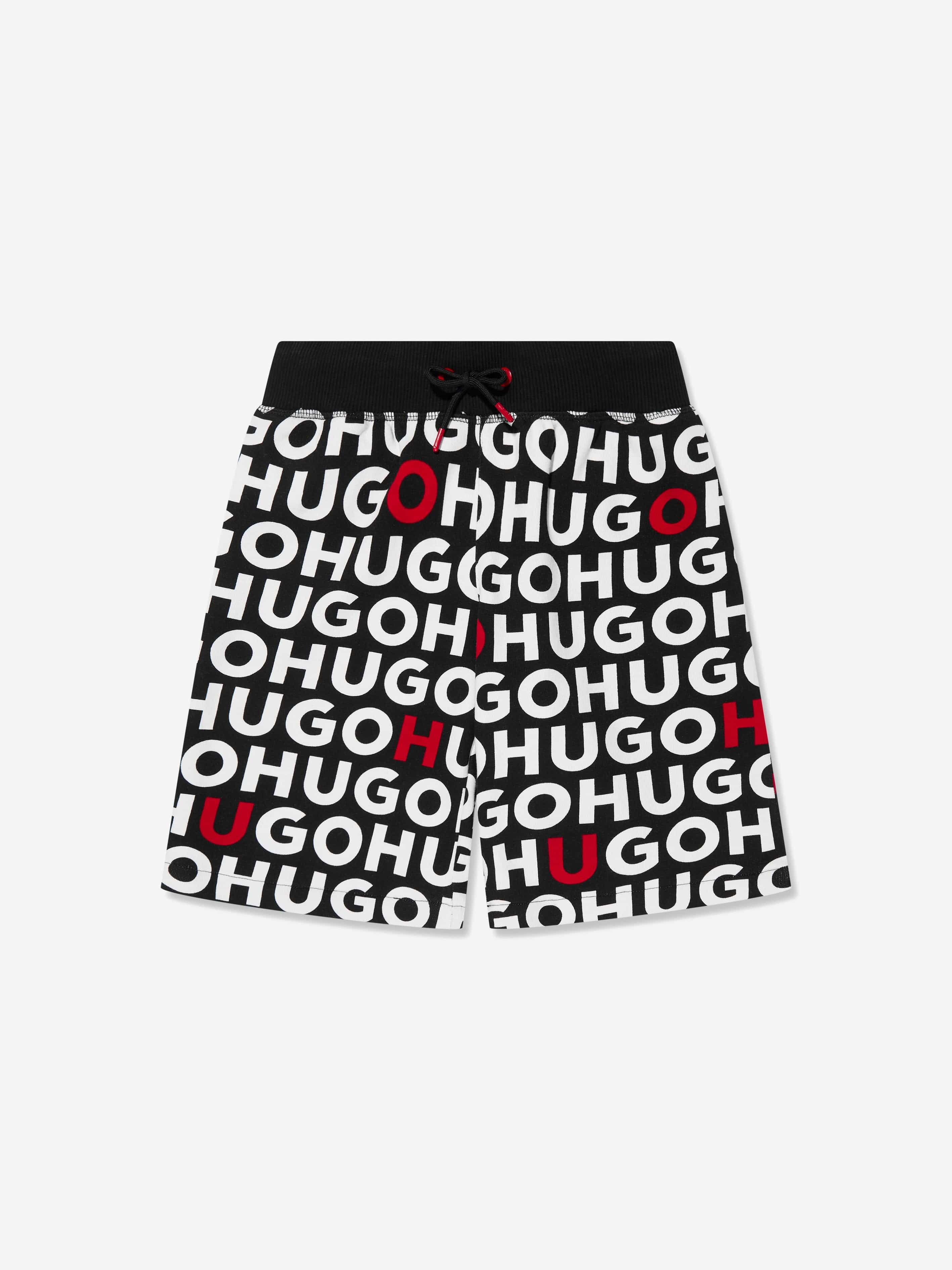 Hugo Boys Monogram Print Shorts in Black