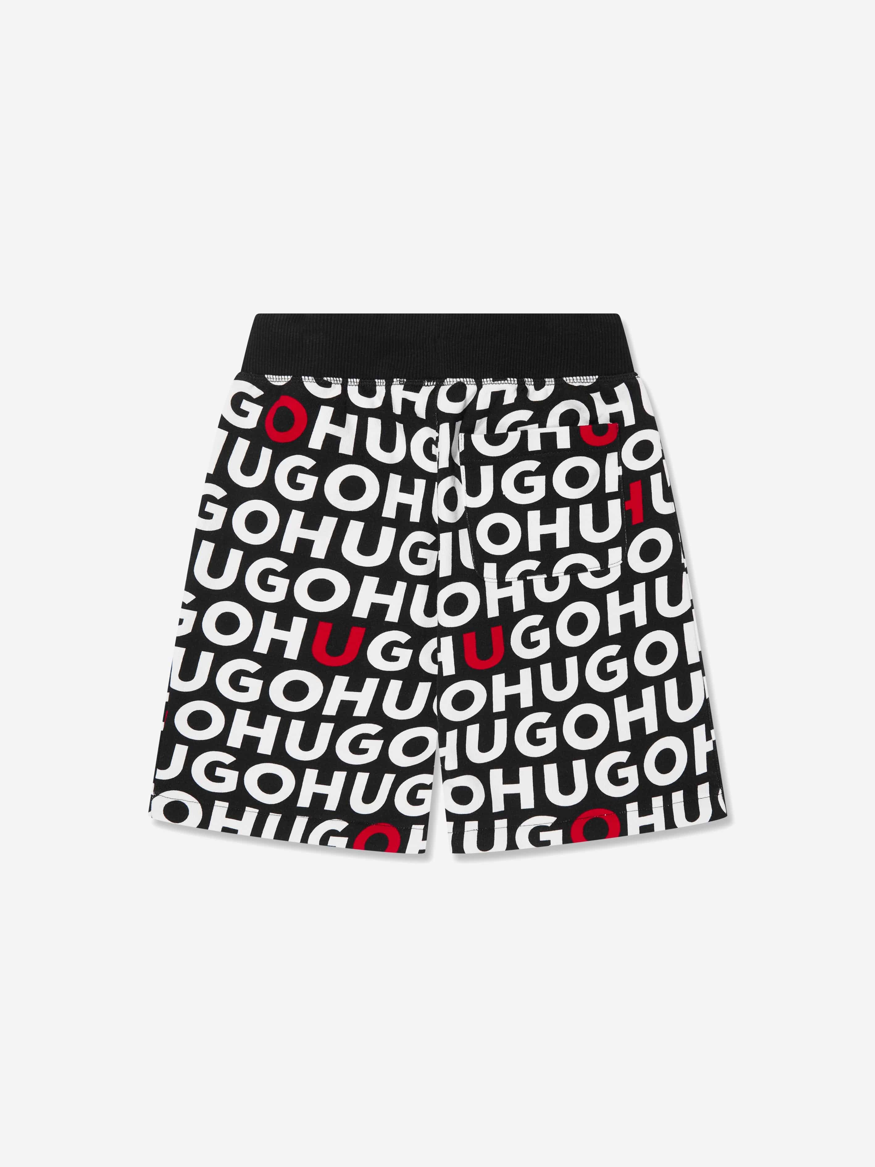 Hugo Boys Monogram Print Shorts in Black