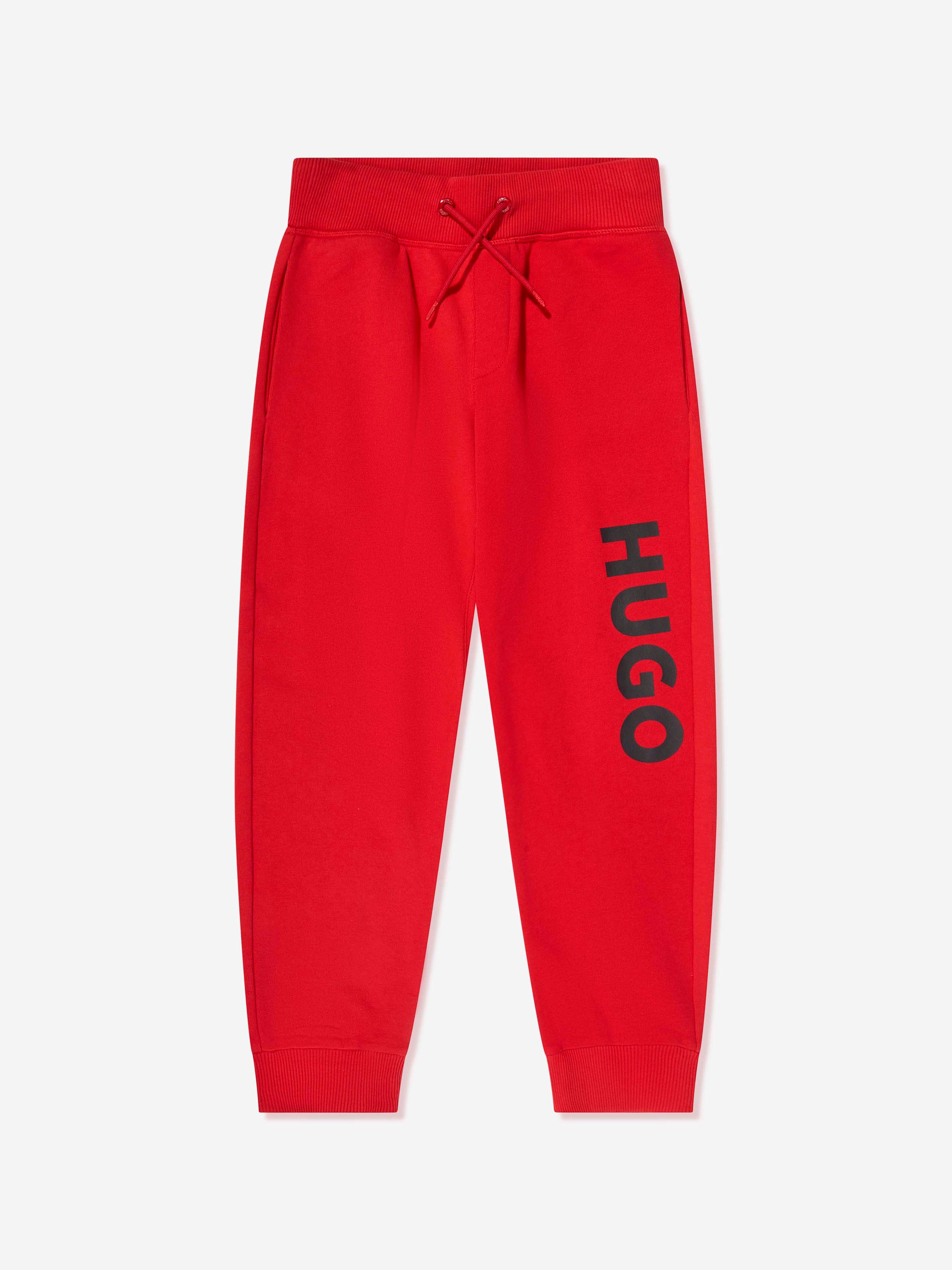 Hugo Boys Logo Print Joggers in Red