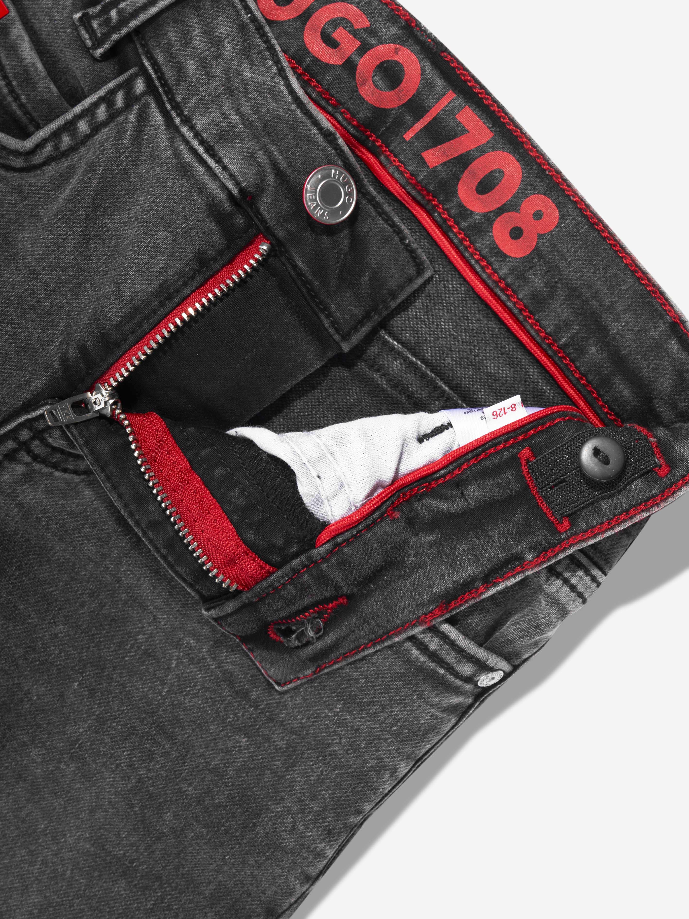 Hugo Boys Slim Fit Denim Jeans in Black