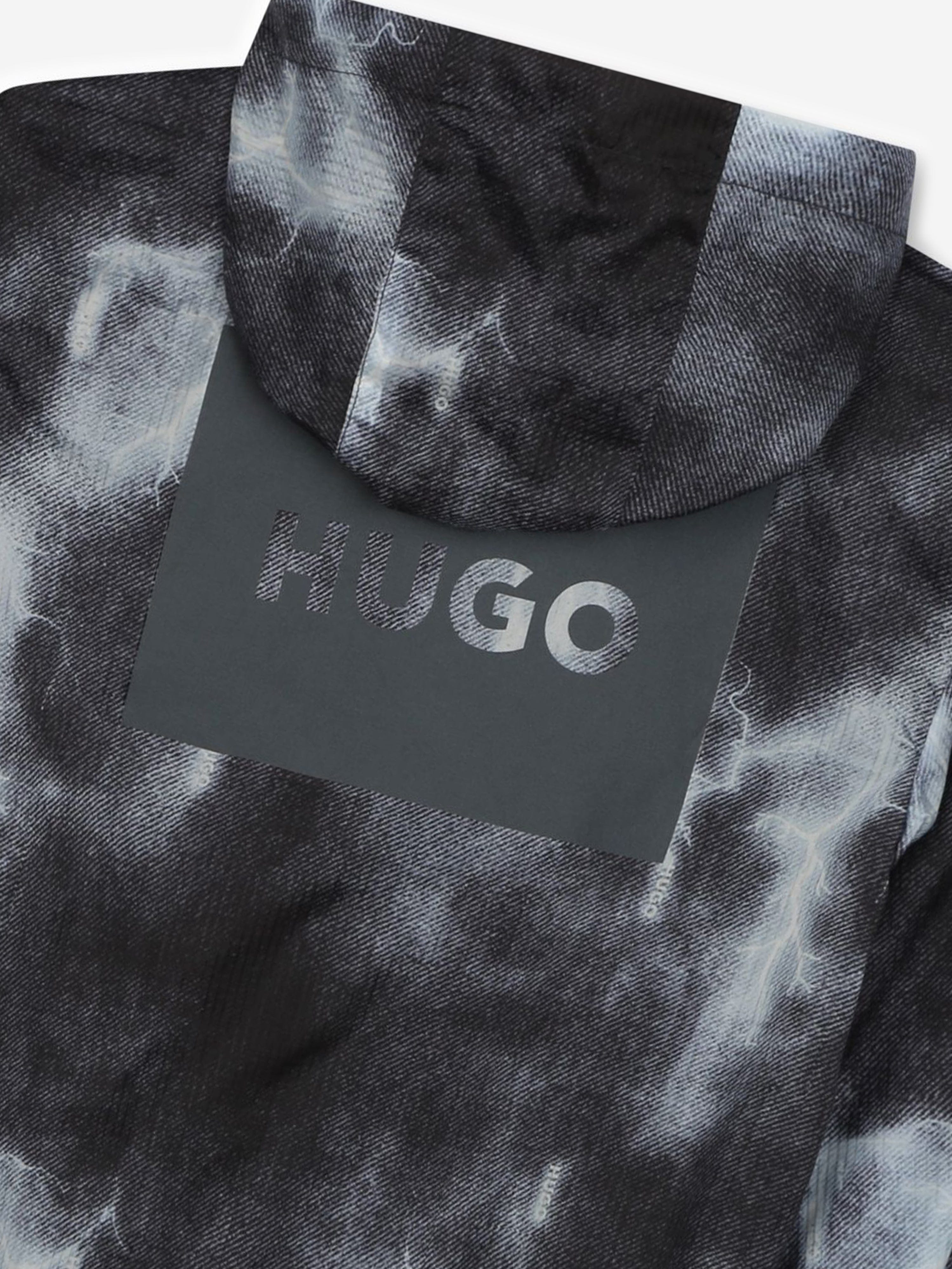 Hugo Boys Hooded Windbreaker in Black