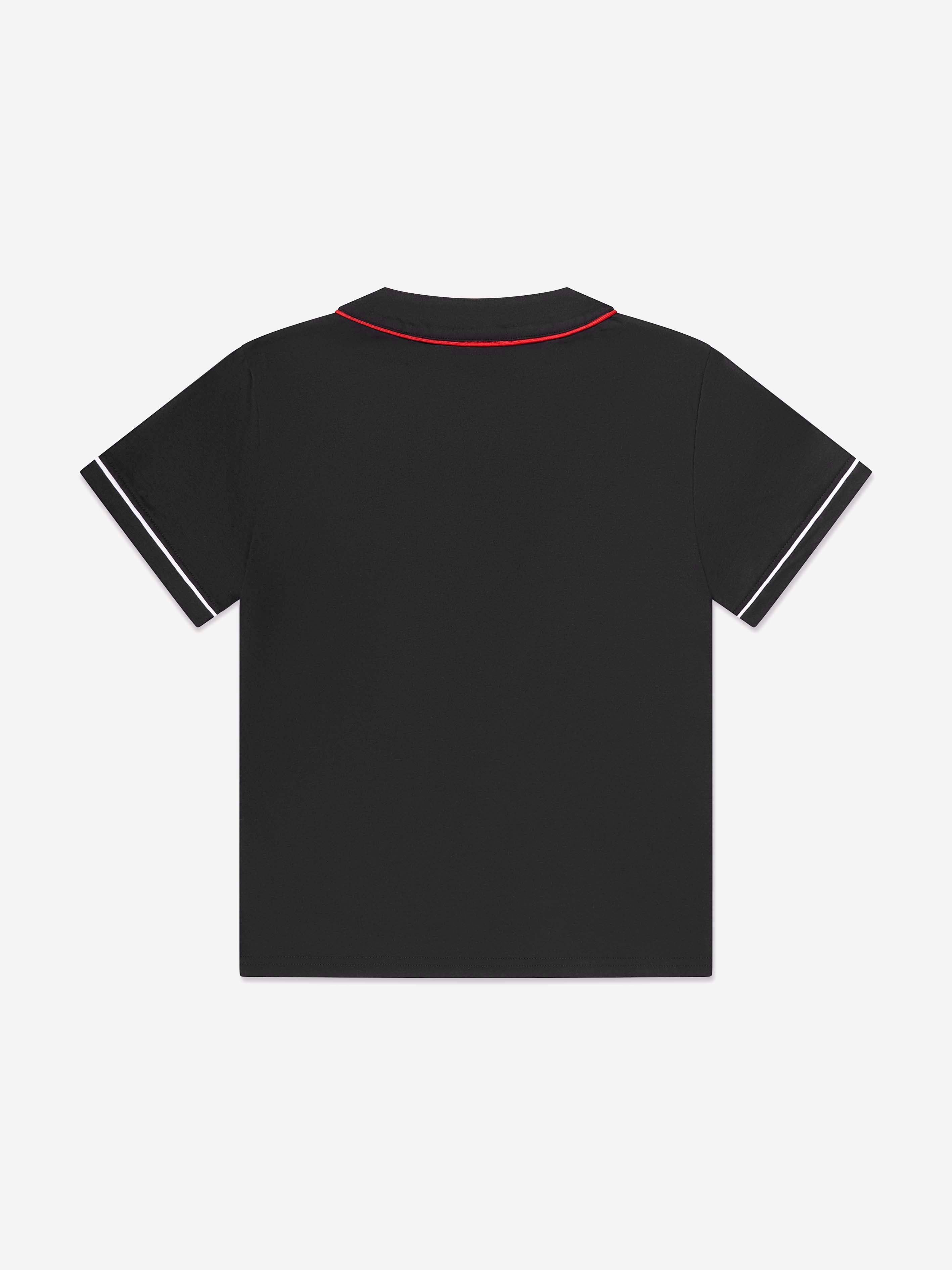 Hugo Boys Jersey Baseball Shirt in Black