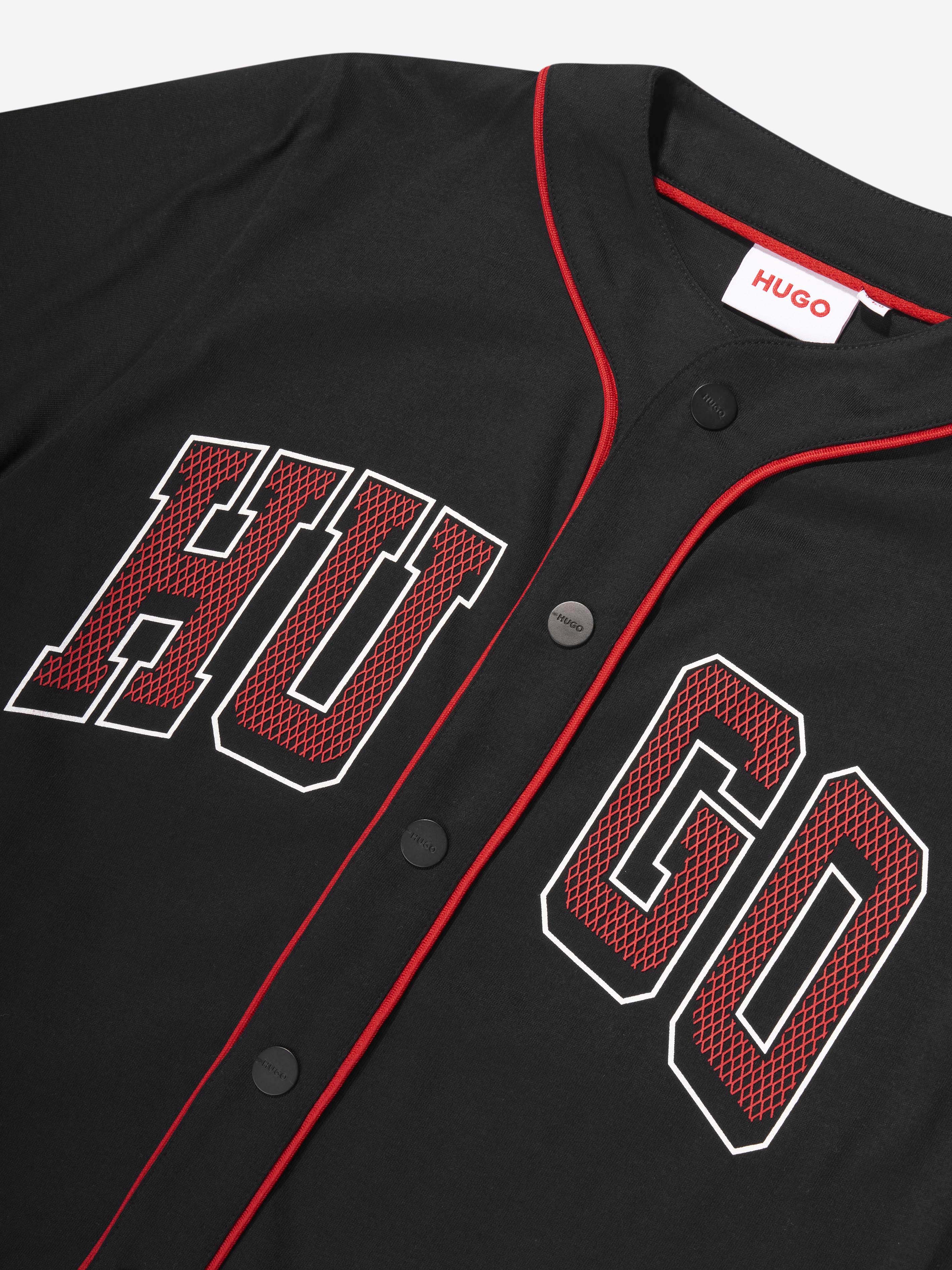 Hugo Boys Jersey Baseball Shirt in Black