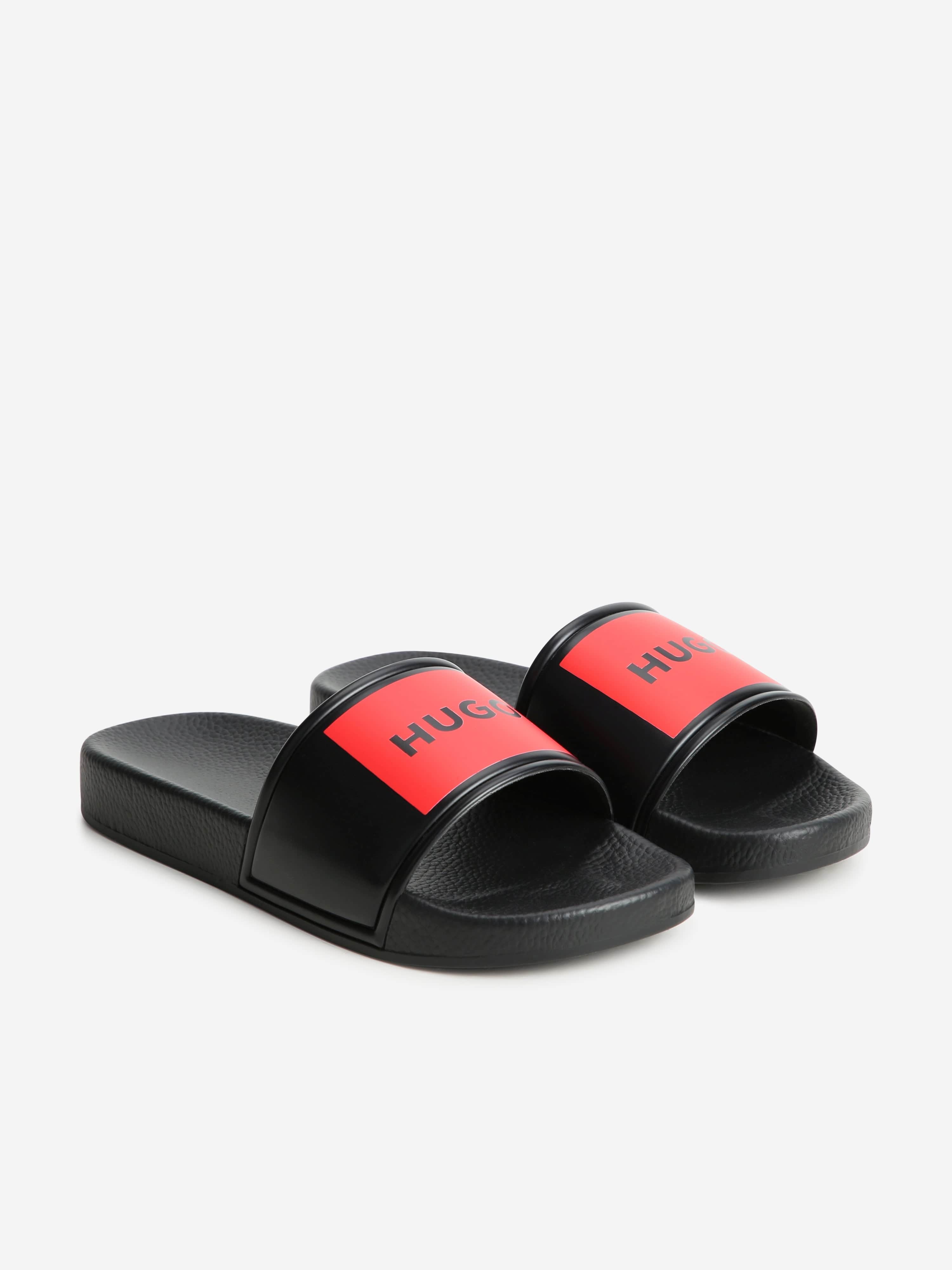 Hugo Boys Logo Sliders in Black