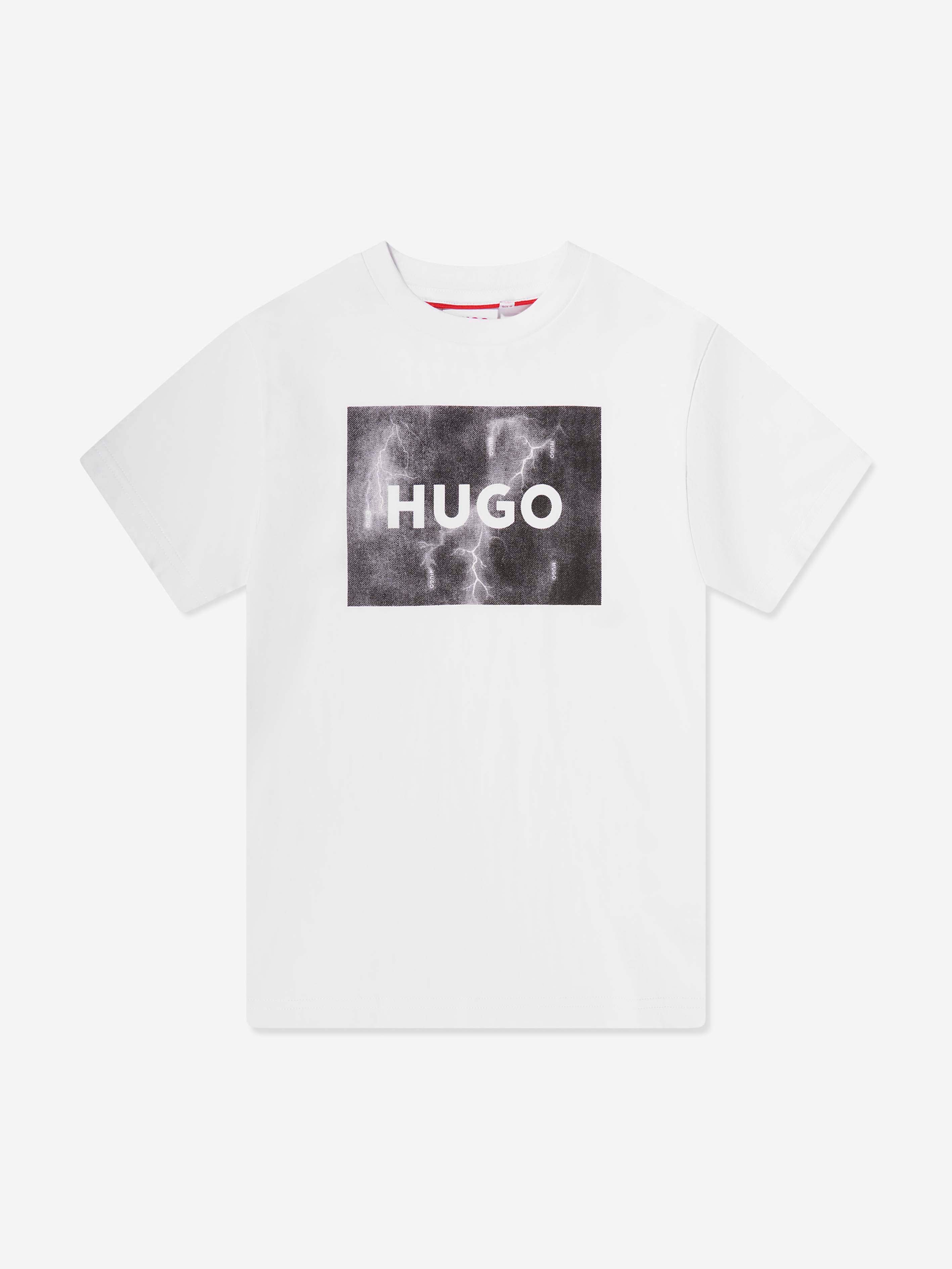 Hugo Boys Thunderstorm Logo T-Shirt in White