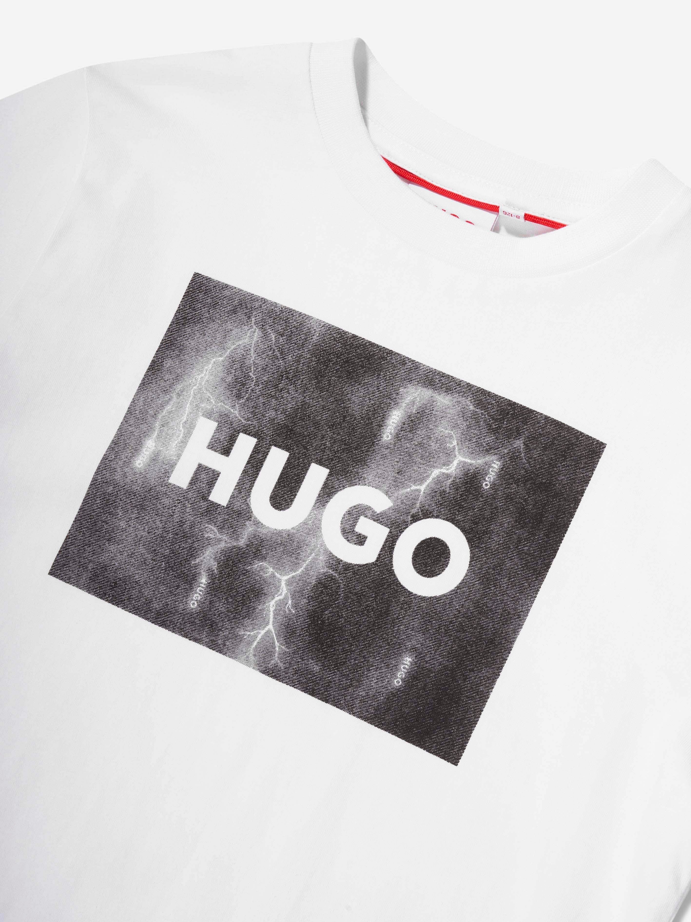 Hugo Boys Thunderstorm Logo T-Shirt in White