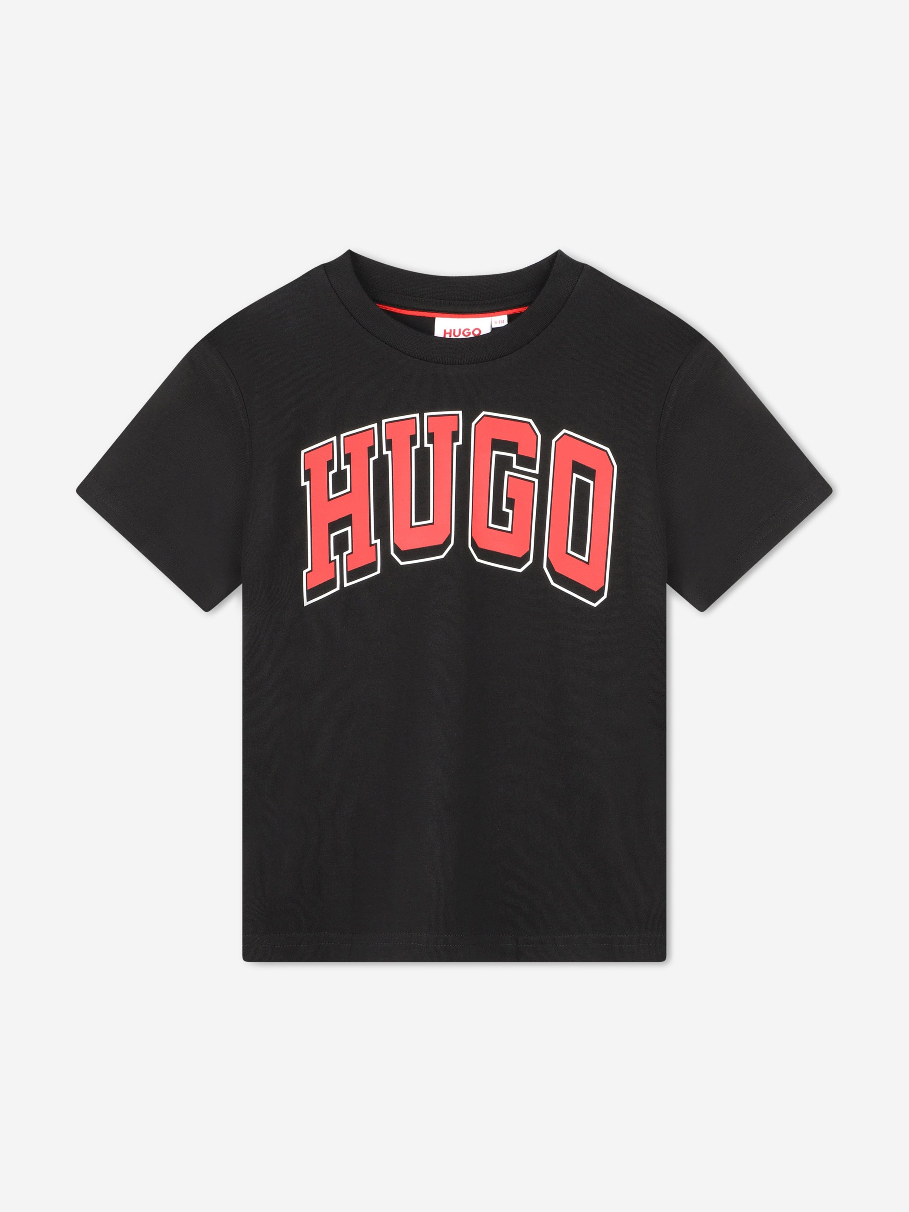 Hugo Boys Logo Print T-Shirt in Black