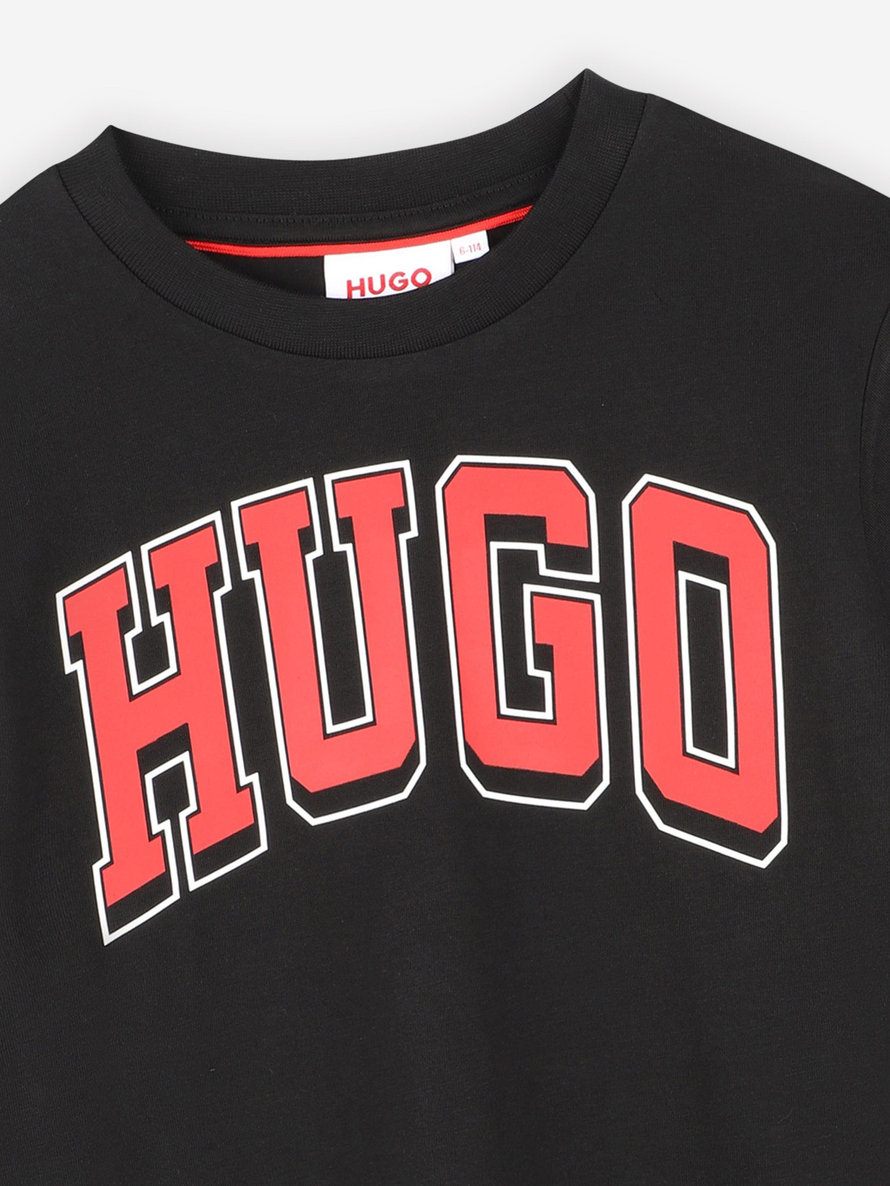 Hugo Boys Logo Print T-Shirt in Black