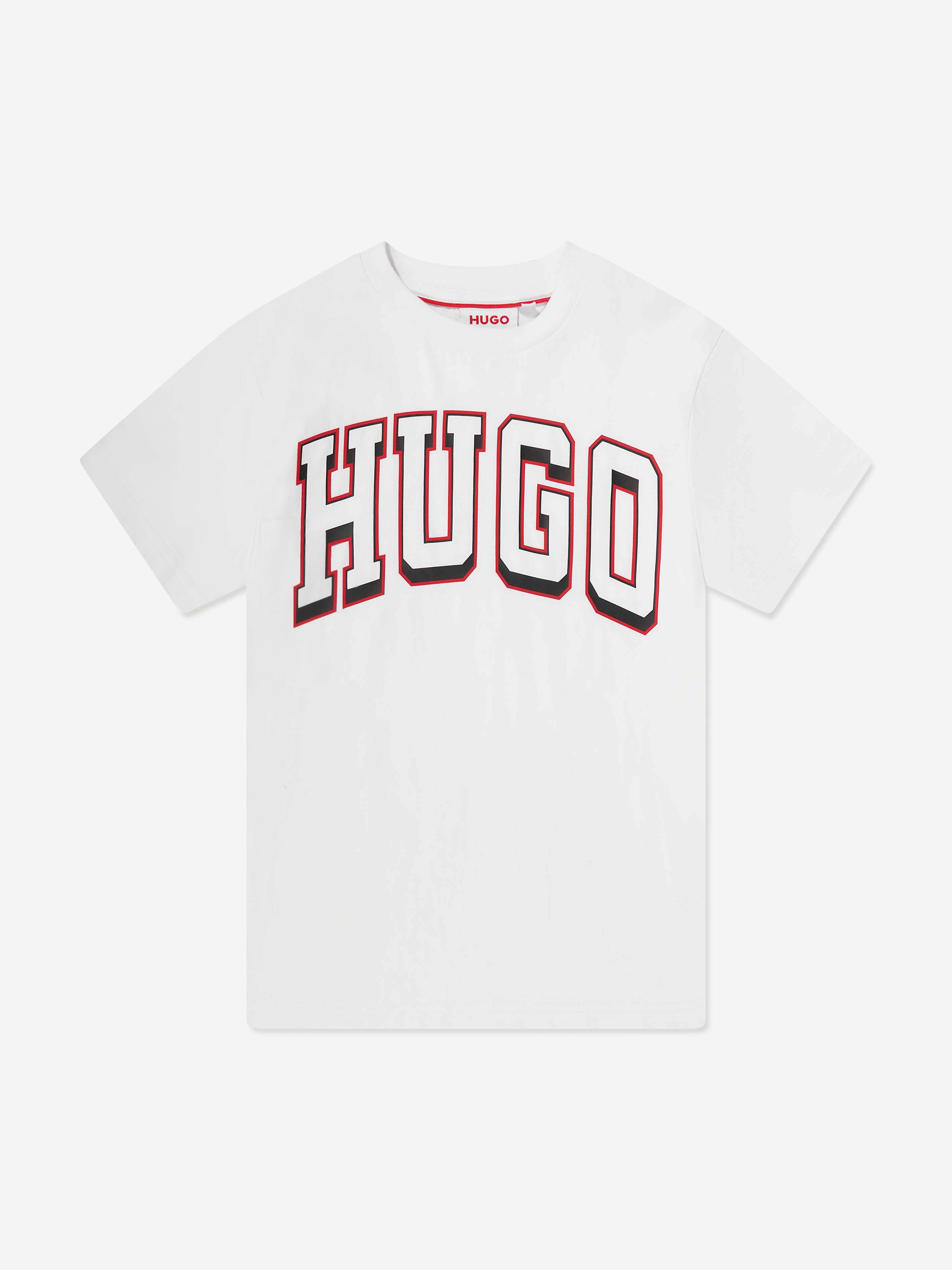 Hugo Boys Logo Print T-Shirt in White