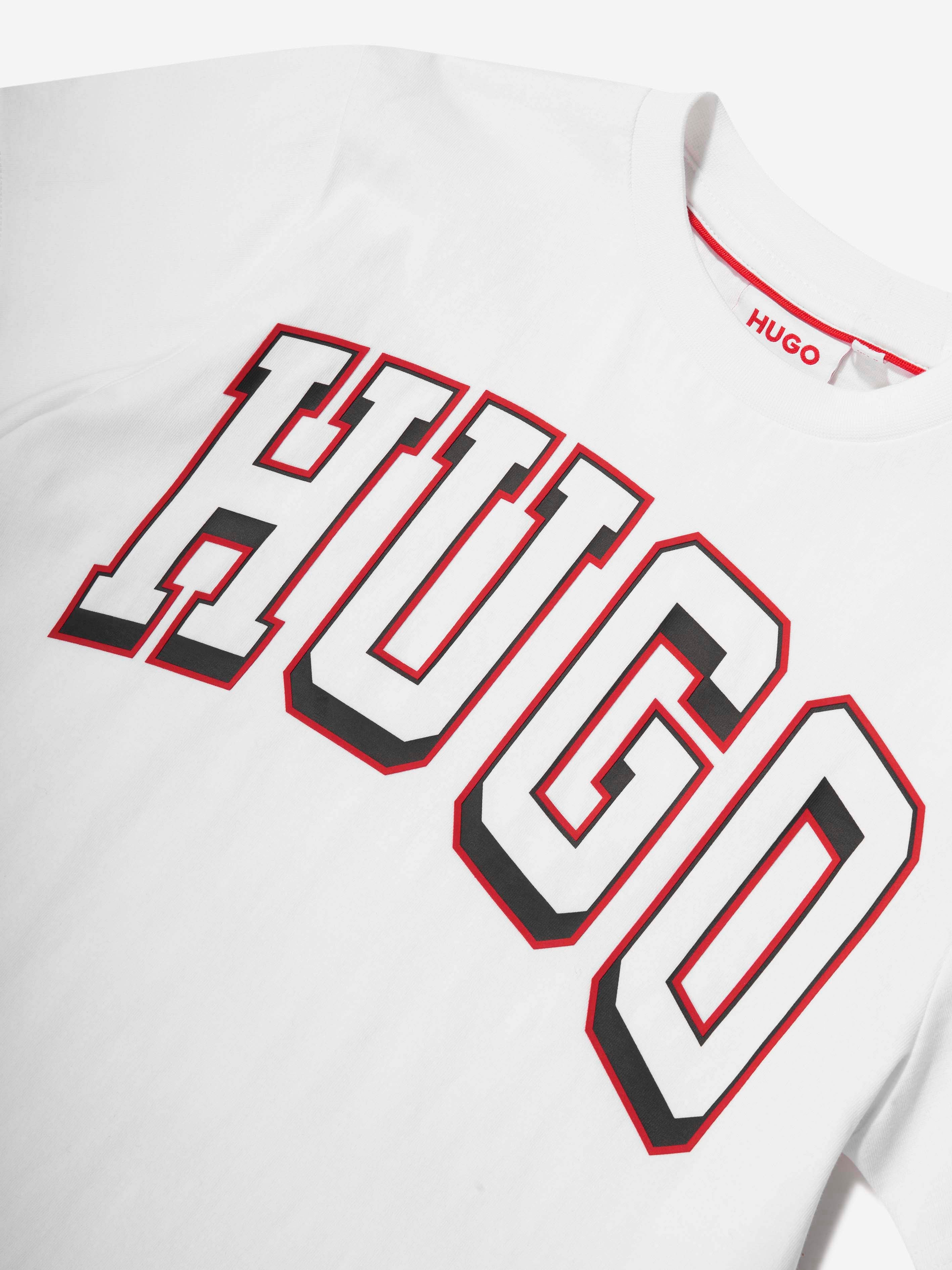 Hugo Boys Logo Print T-Shirt in White