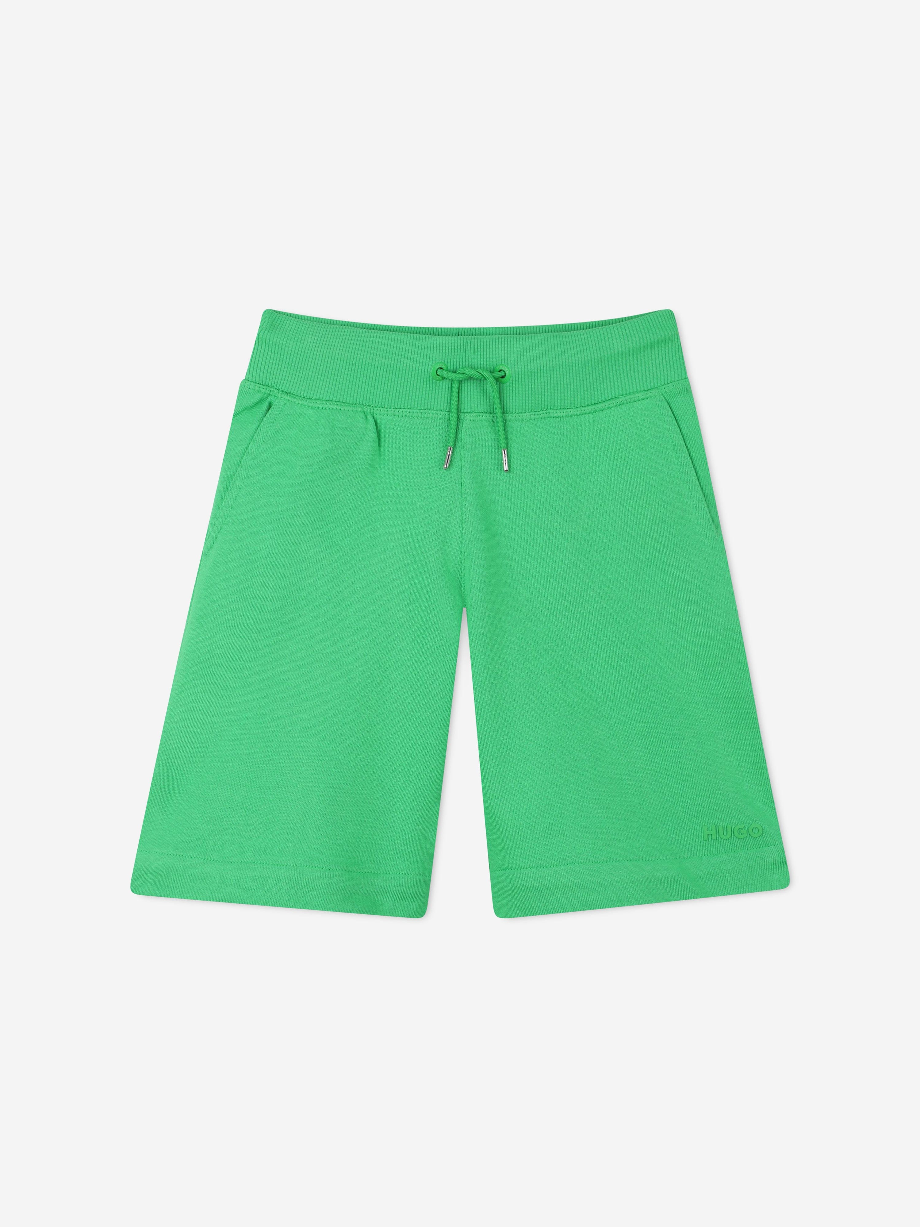 Hugo Boys Logo Print Bermuda Shorts in Green