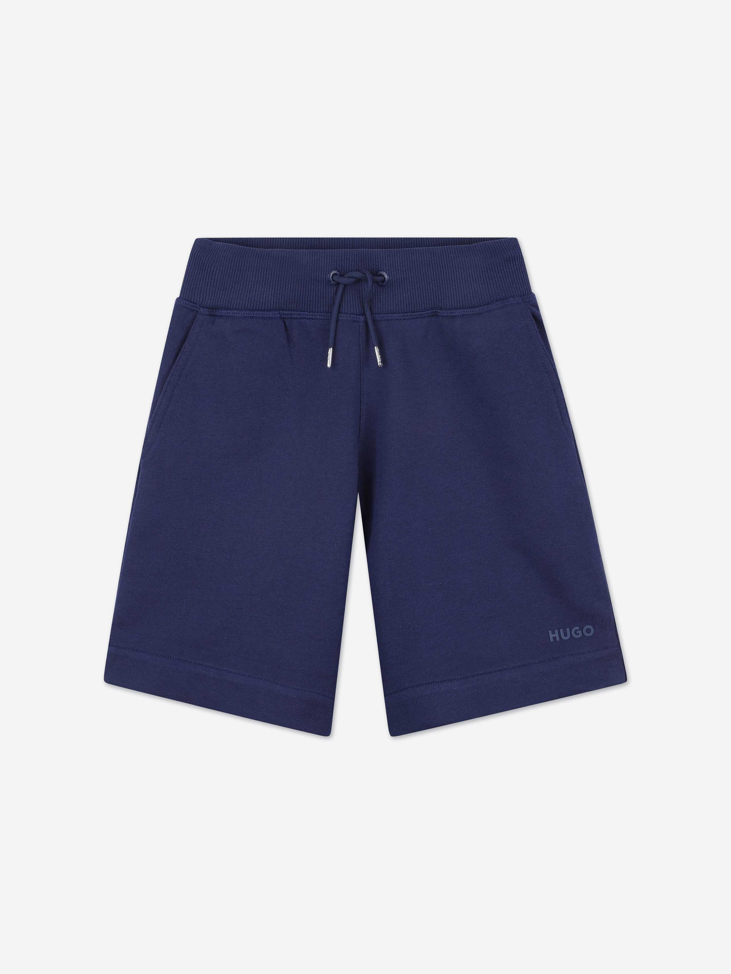 Hugo Boys Logo Print Bermuda Shorts in Navy
