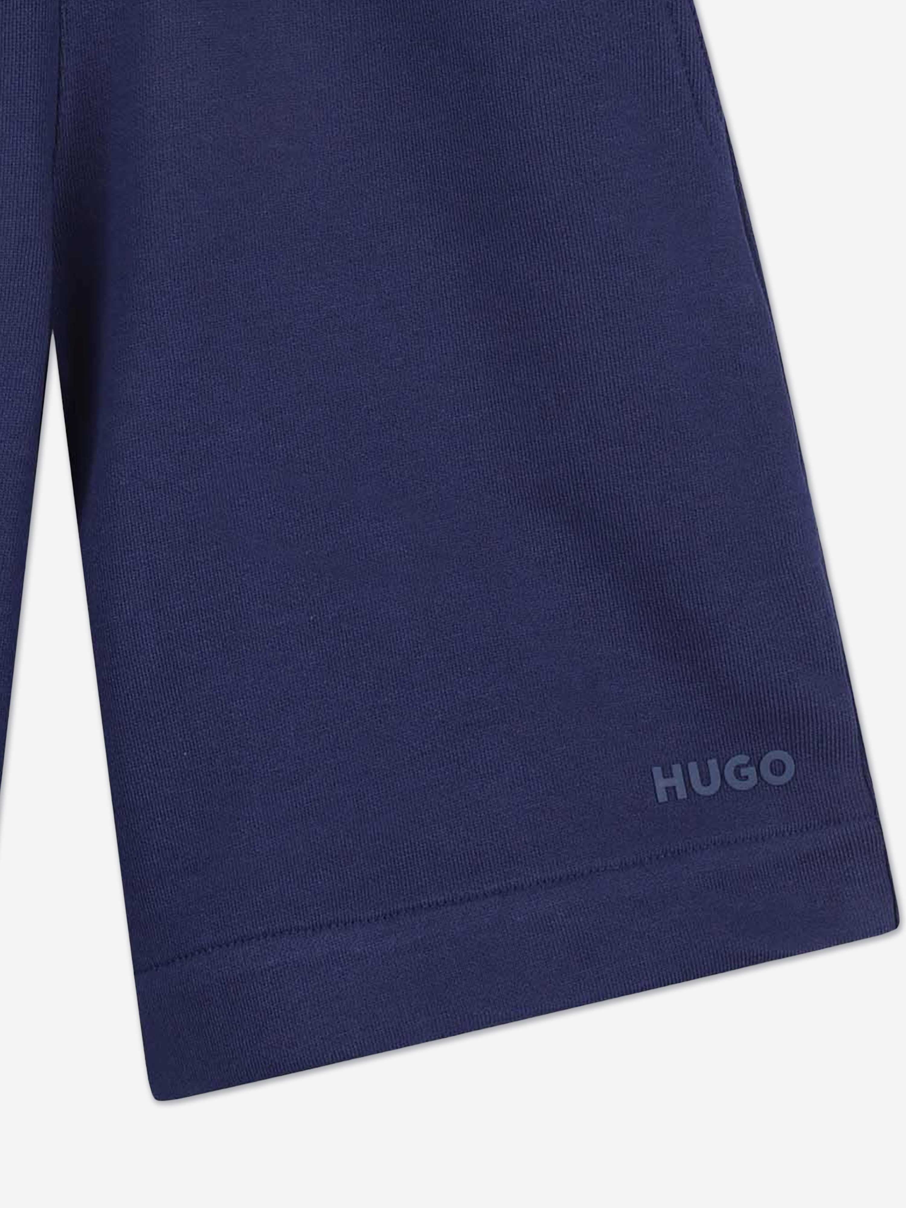 Hugo Boys Logo Print Bermuda Shorts in Navy