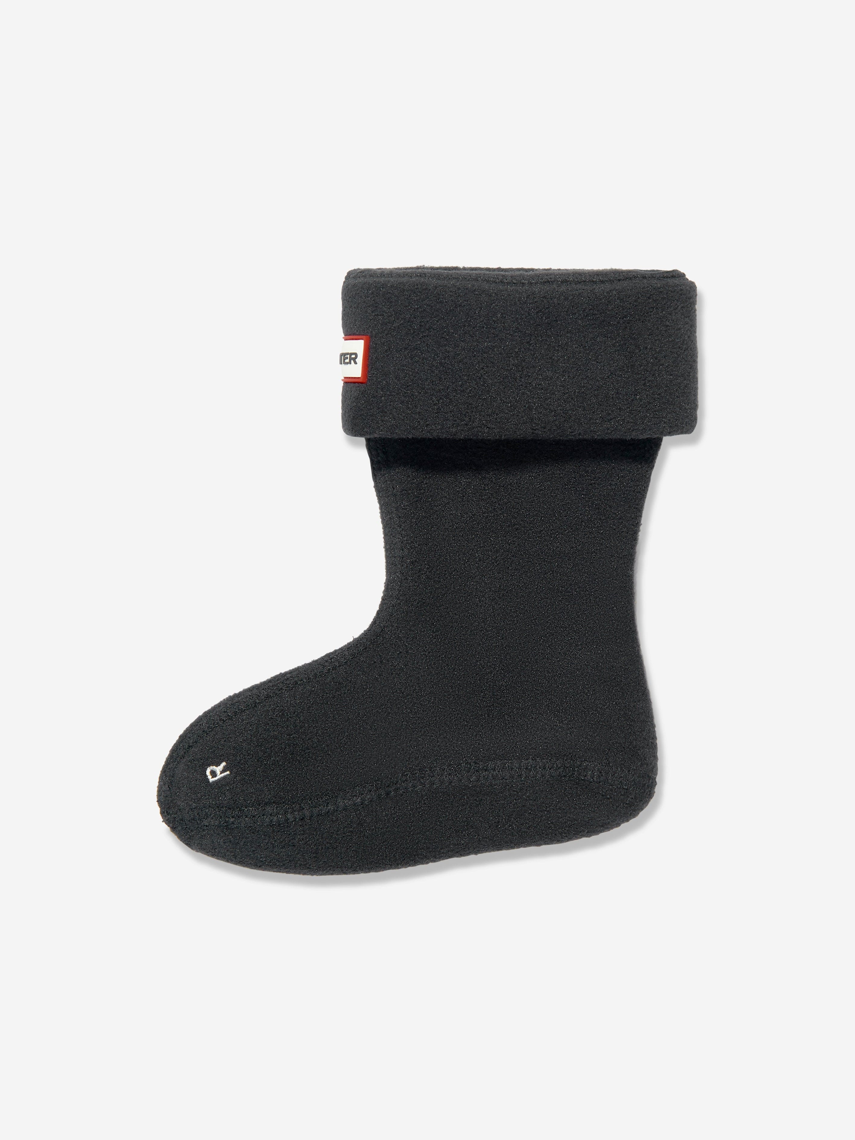 Hunter Kids Recycled Fleece Boot Socks in Black