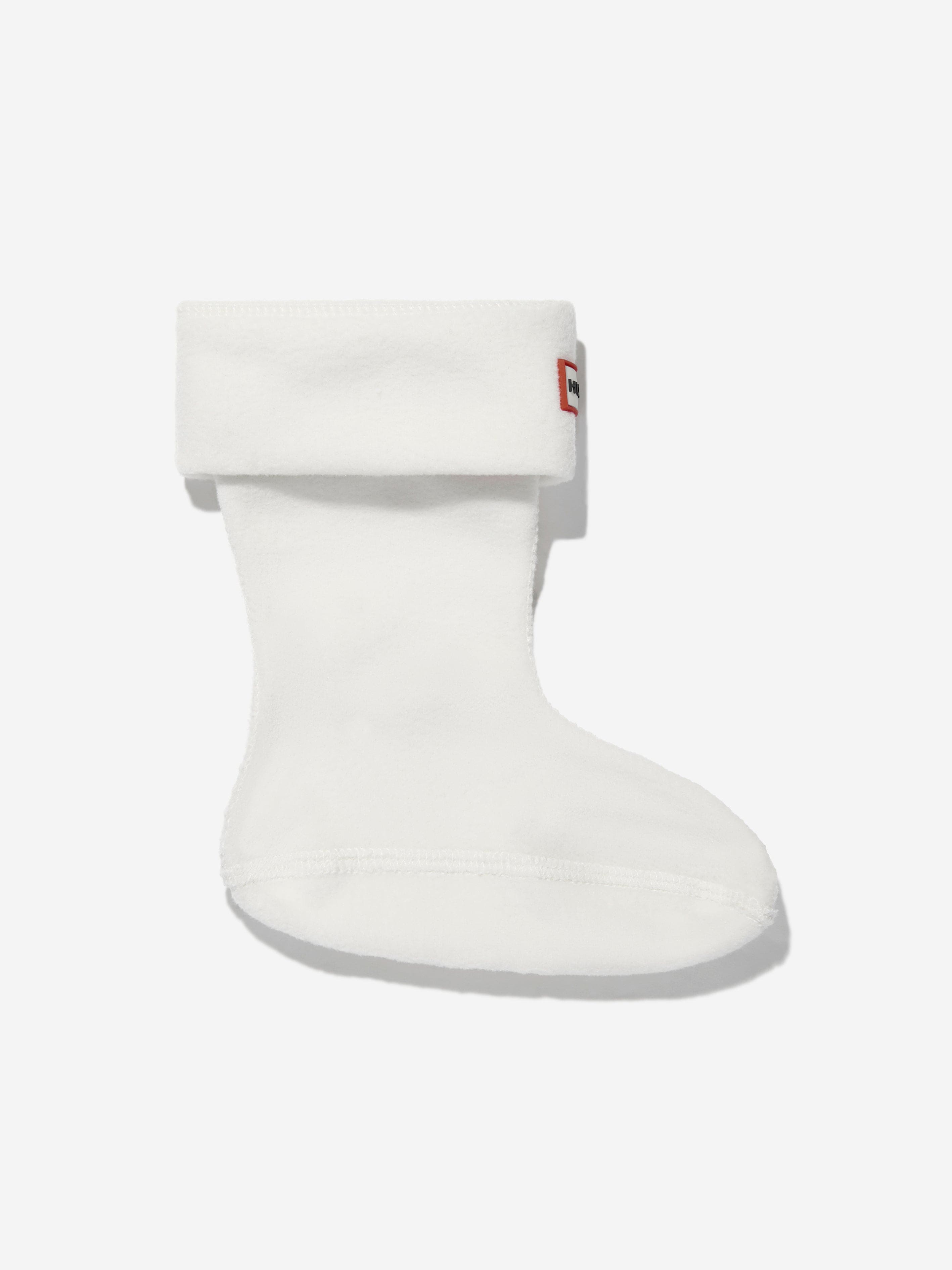 Hunter Kids Recycled Fleece Boot Socks in White