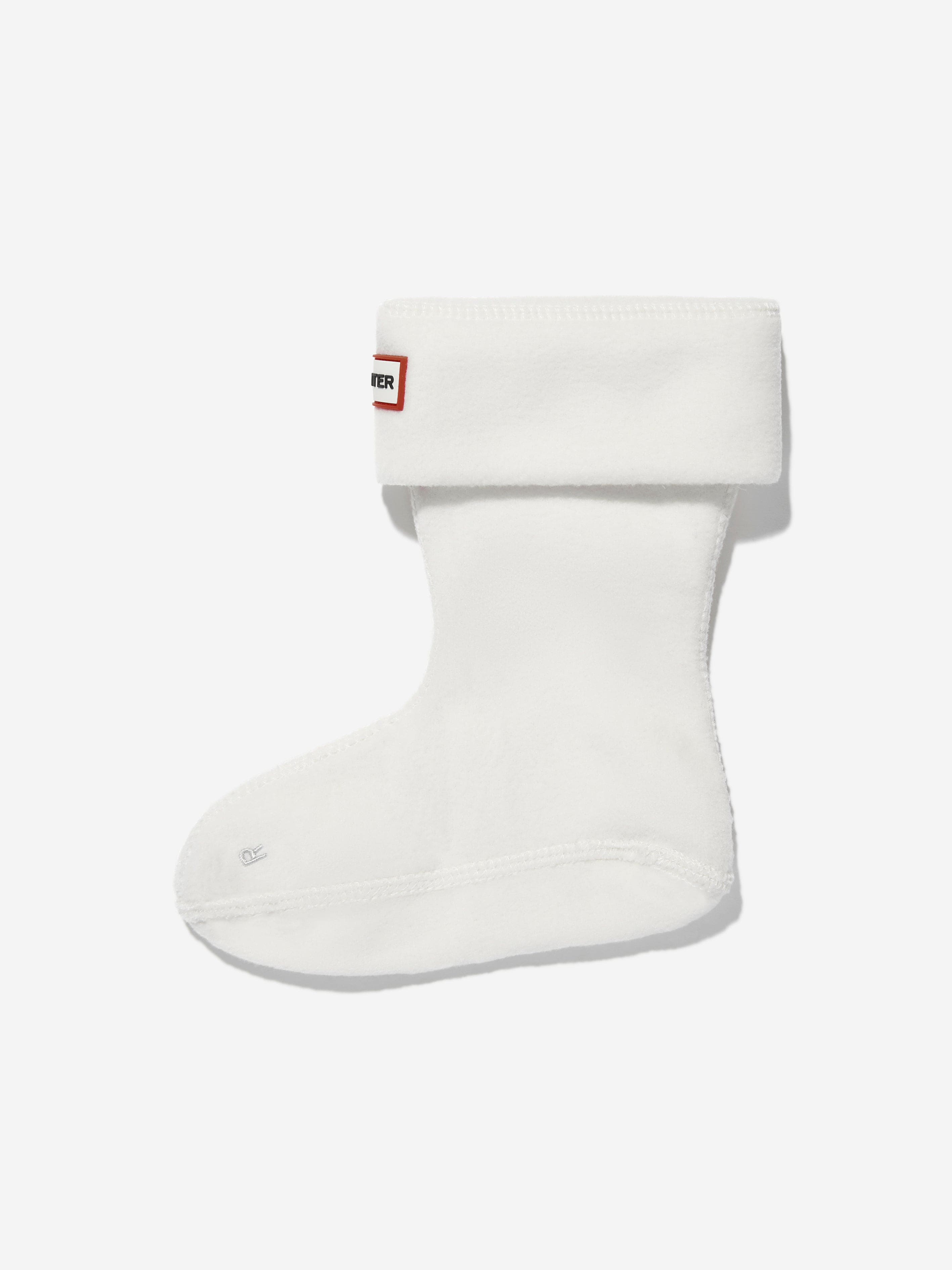 Hunter Kids Recycled Fleece Boot Socks in White