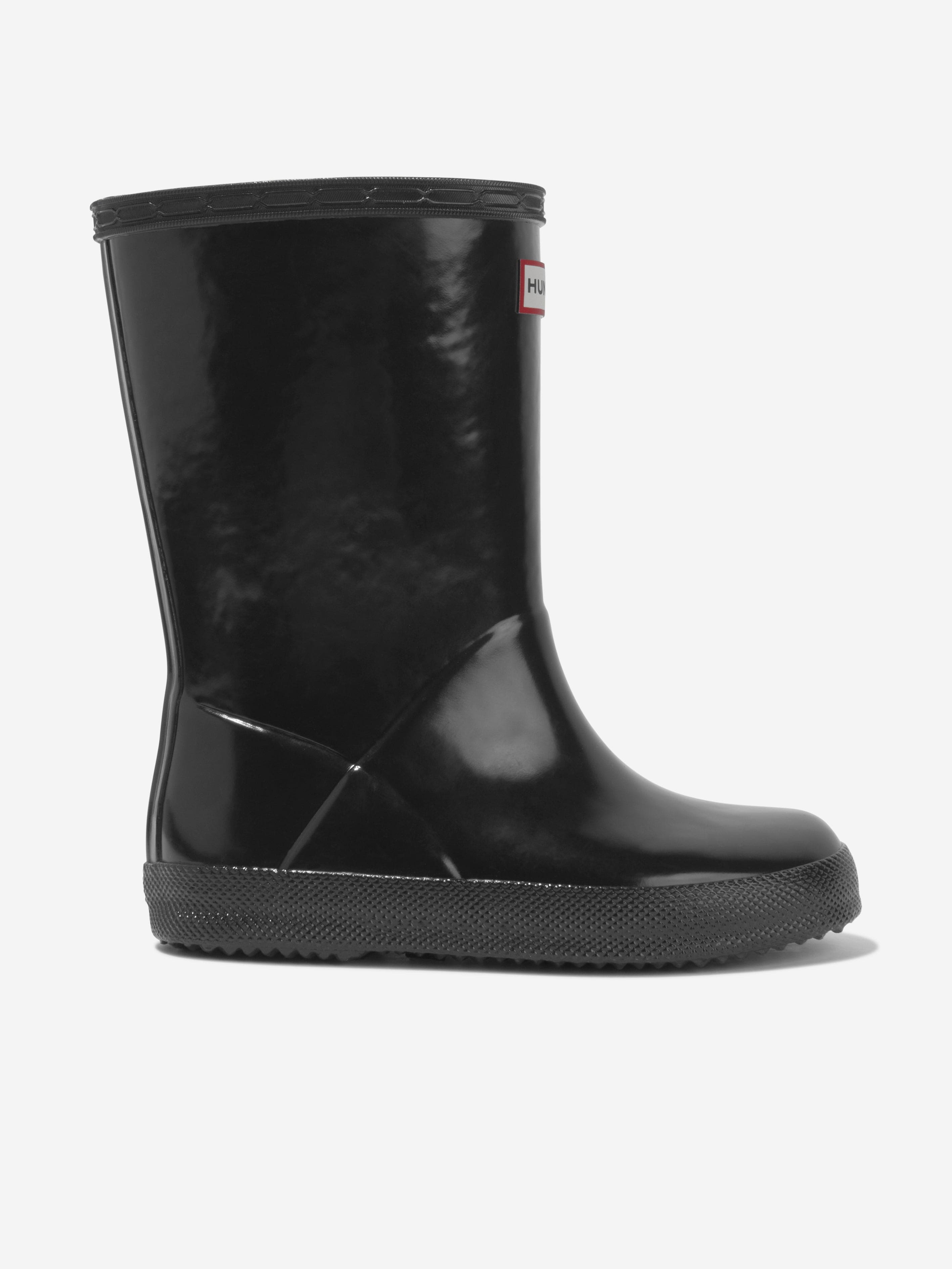 Hunter Kids Original First Classic Gloss Wellington Boots in Black