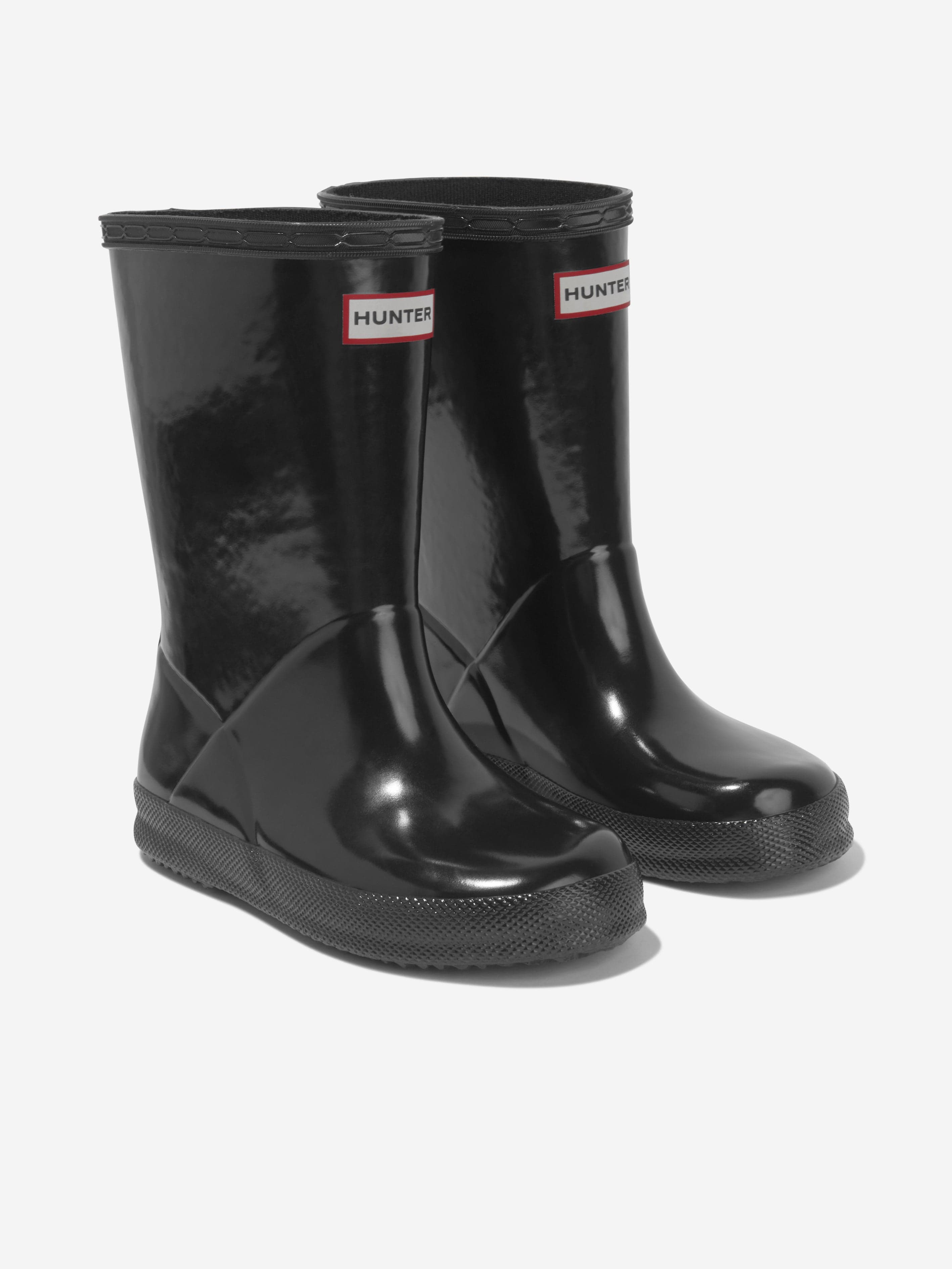 Hunter Kids Original First Classic Gloss Wellington Boots in Black