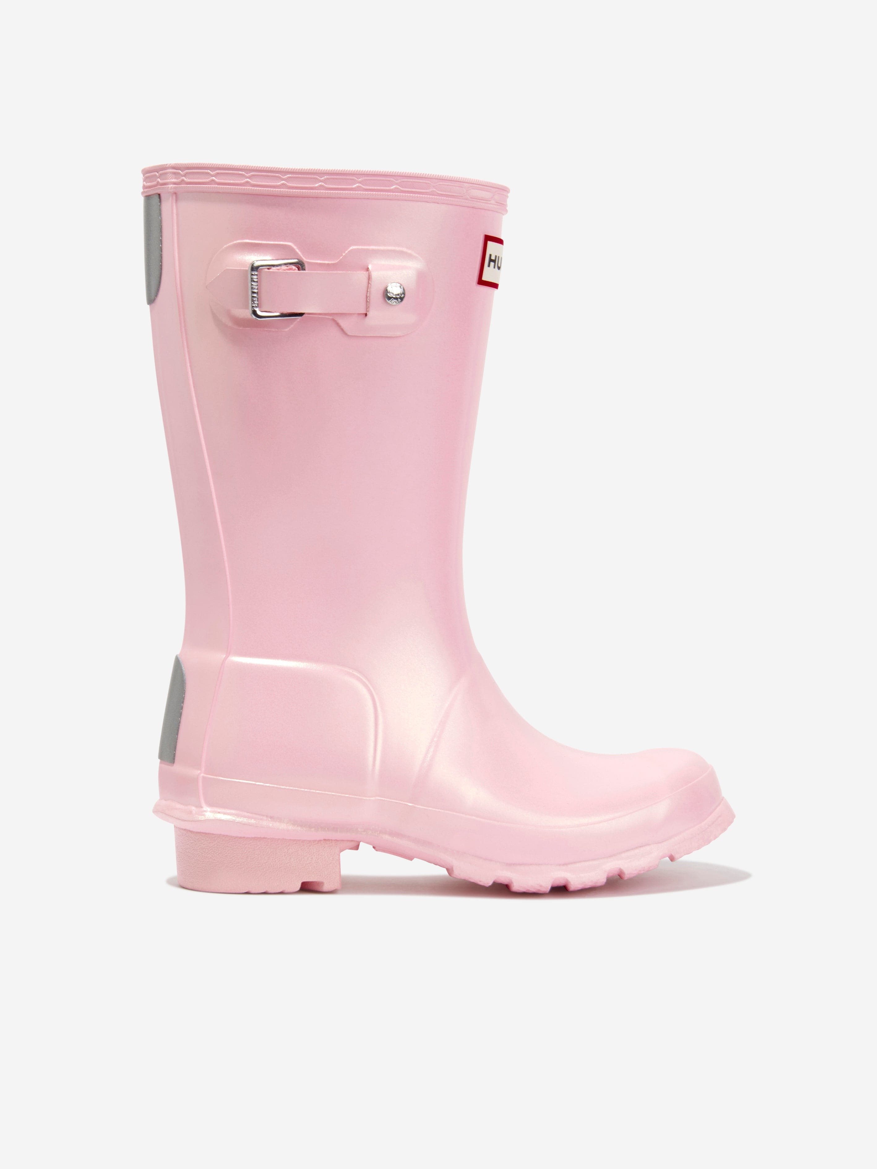 Hunter Girls Original Nebula Wellington Boots in Pink