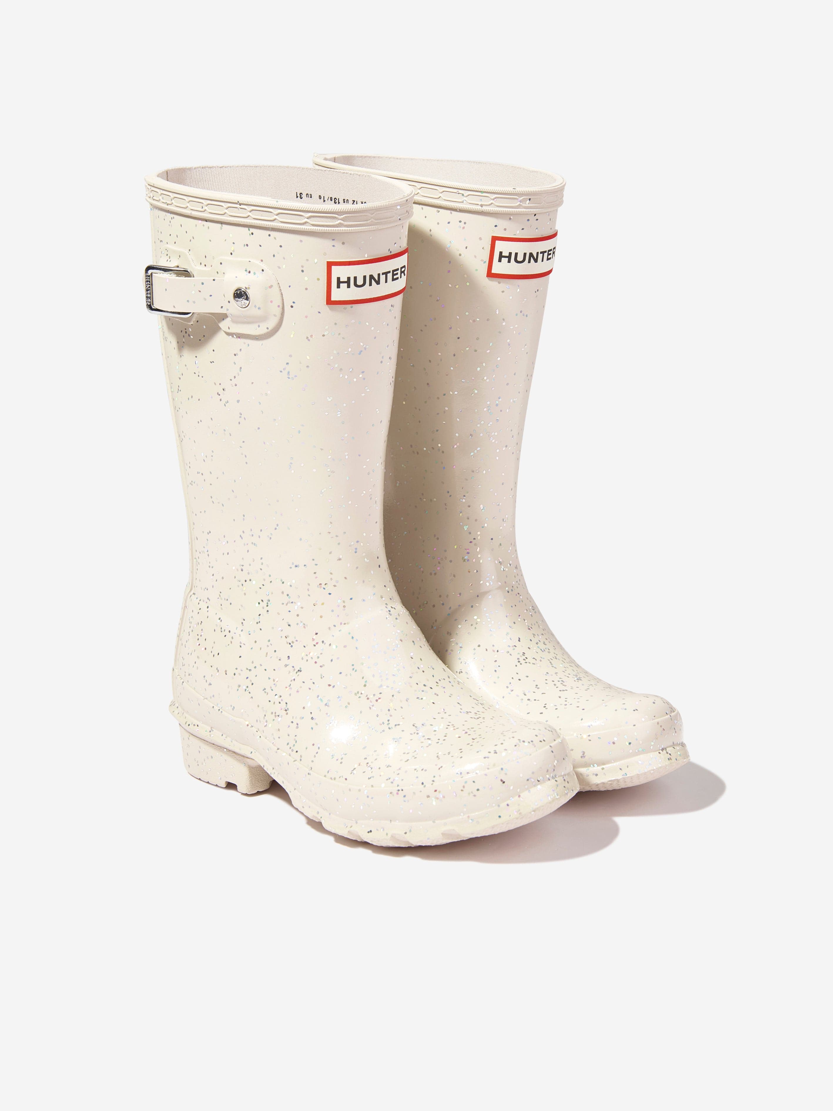 Hunter Kids Original Giant Glitter Wellingon Boots in Ivory