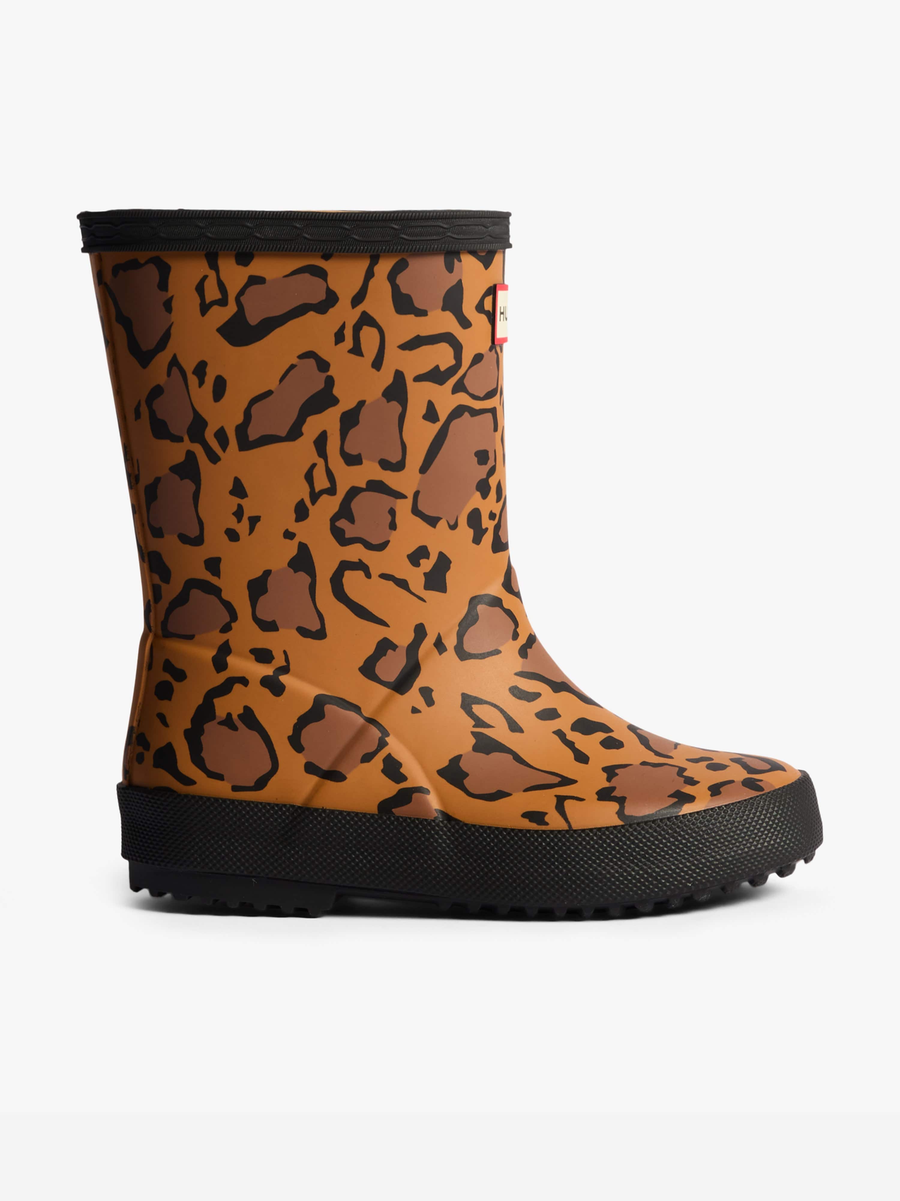 Hunter Kids First Leopard Print Wellington Boots in Brown