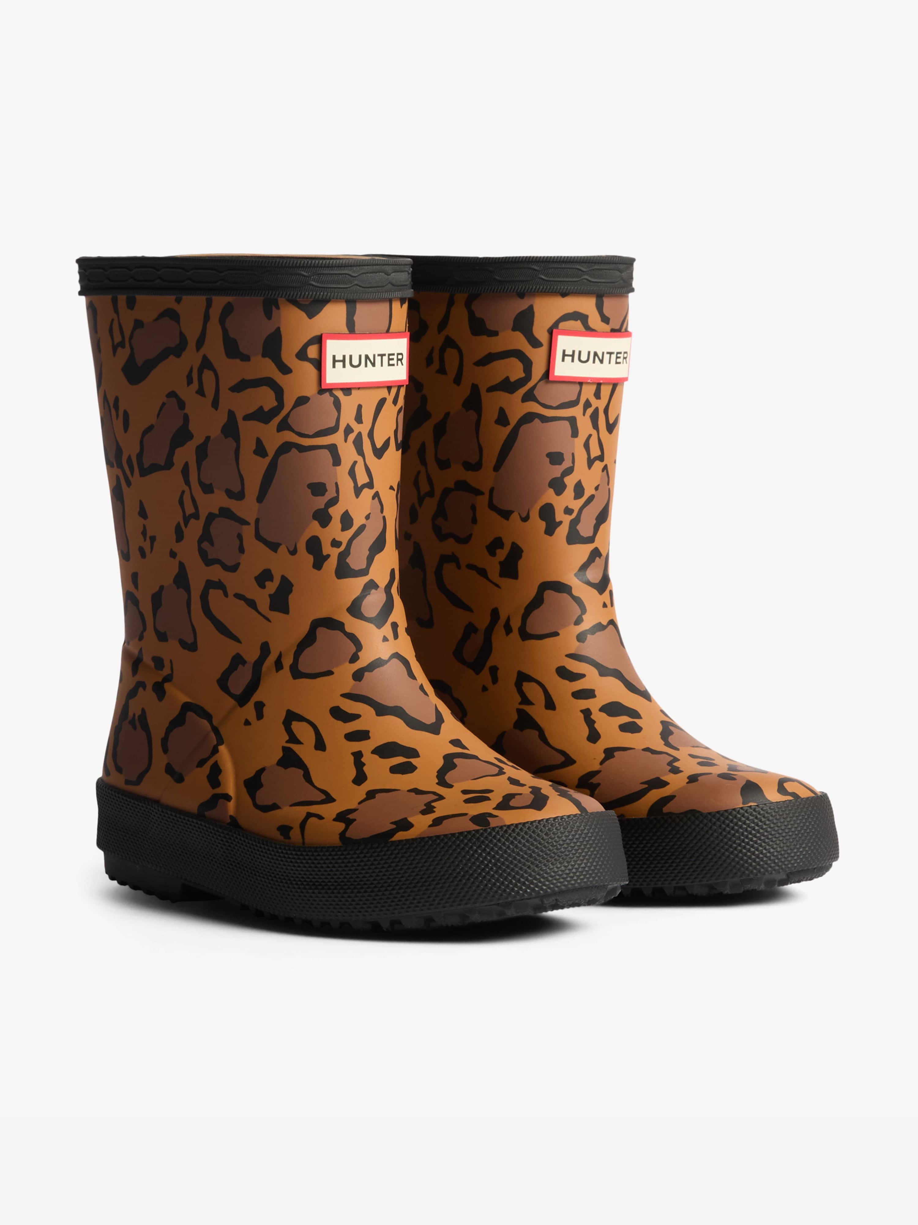 Hunter Kids First Leopard Print Wellington Boots in Brown