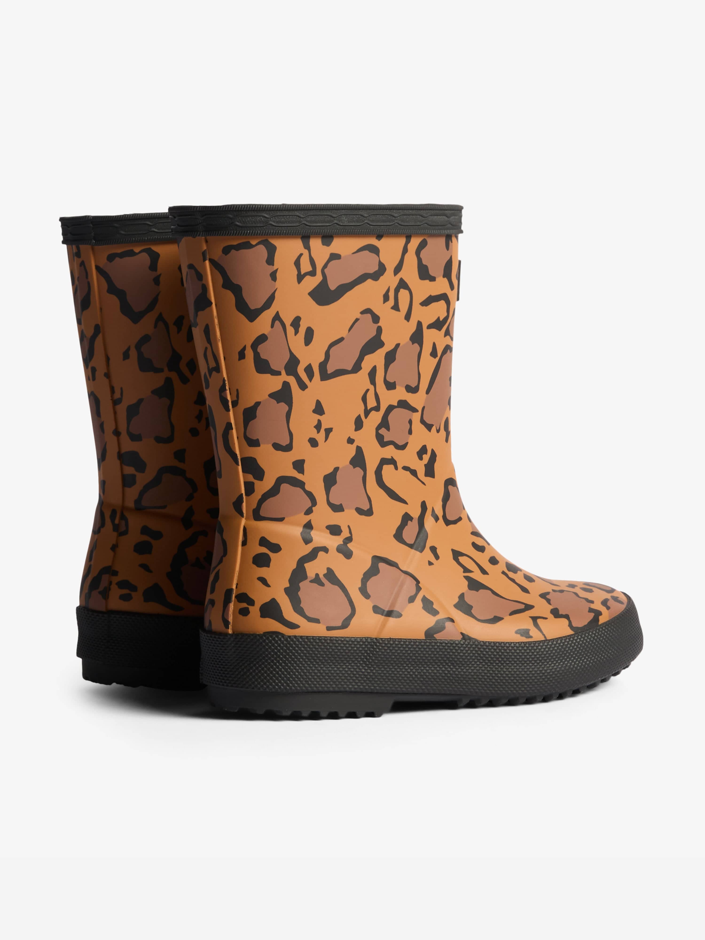 Hunter Kids First Leopard Print Wellington Boots in Brown