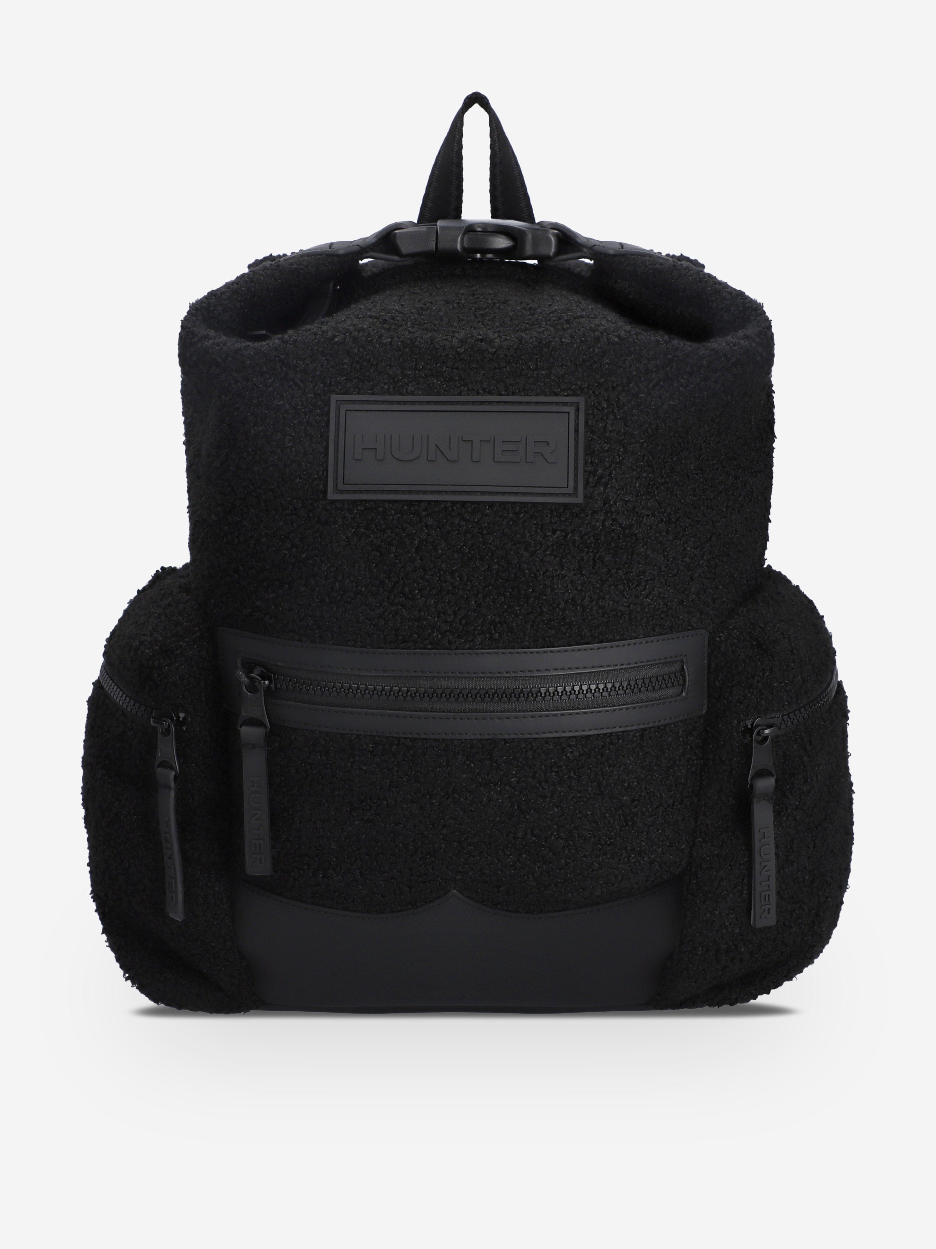Hunter Kids Renfrew Borg Sherpa Top Clip Backpack in Black (38cm)
