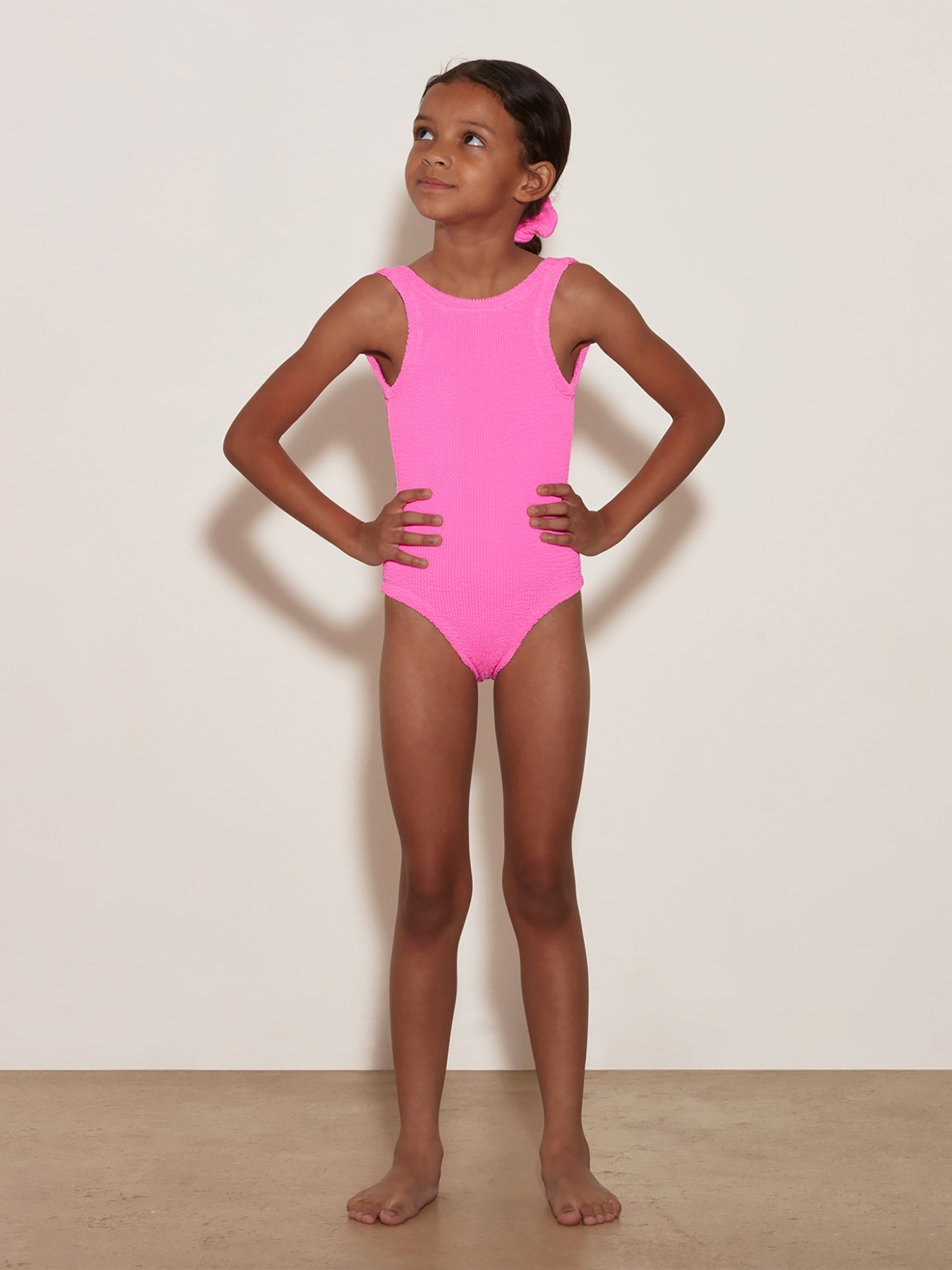 HUNZA G Girls Classic Swimsuit in Pink