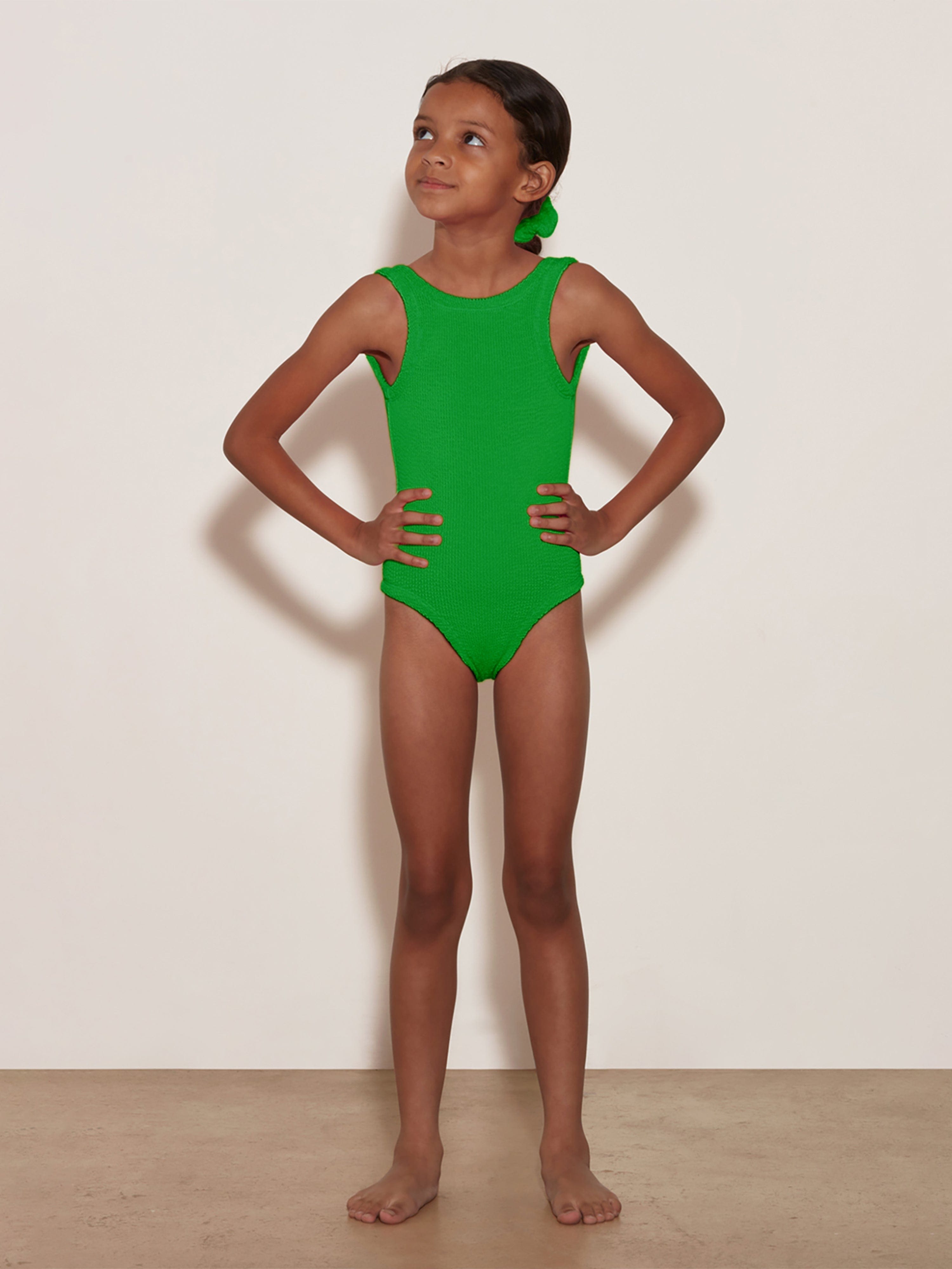 HUNZA G Girls Classic Swimsuit in Green