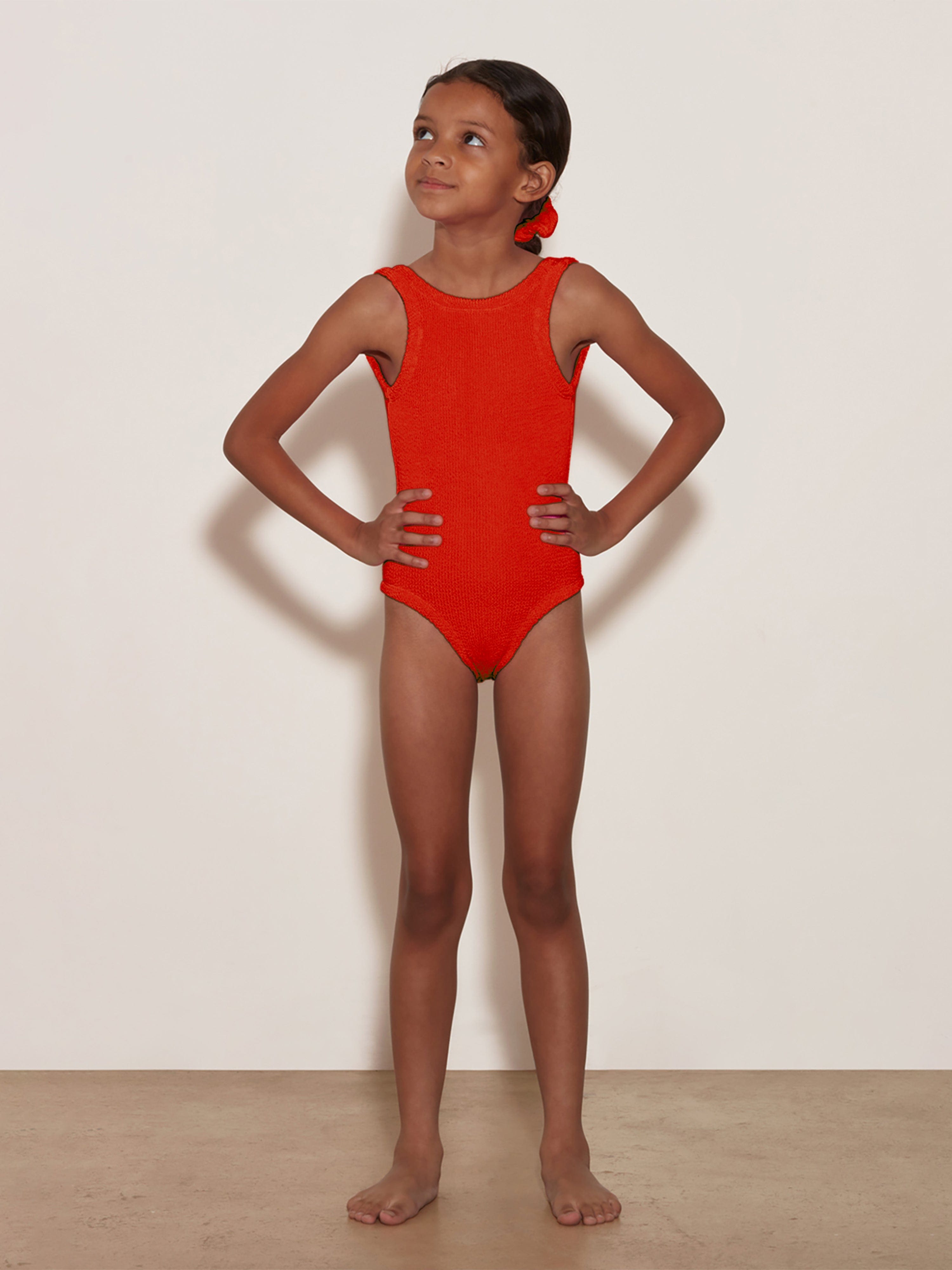 HUNZA G Girls Classic Swimsuit in Red