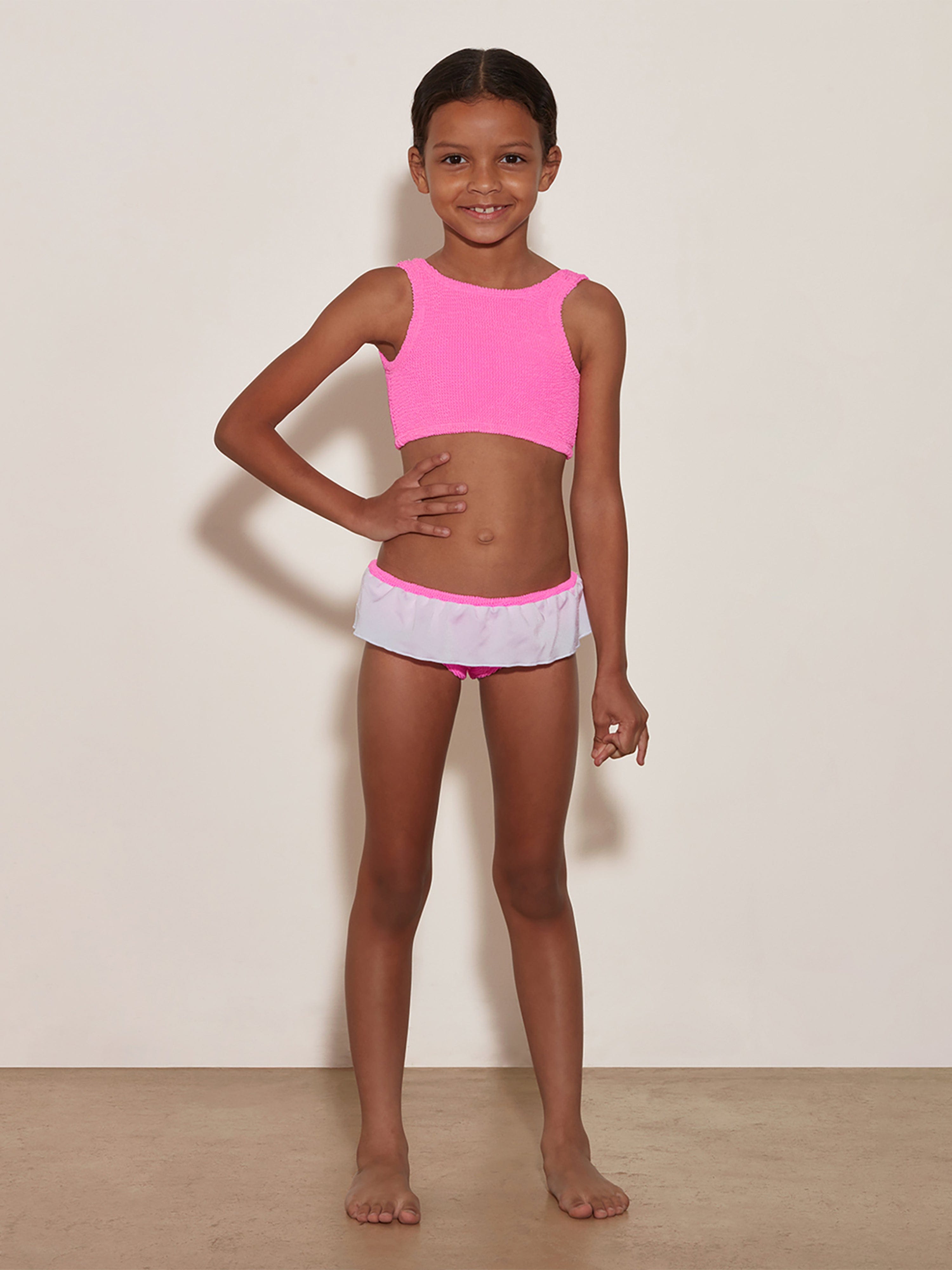 HUNZA G Girls Olive Bikini in Pink