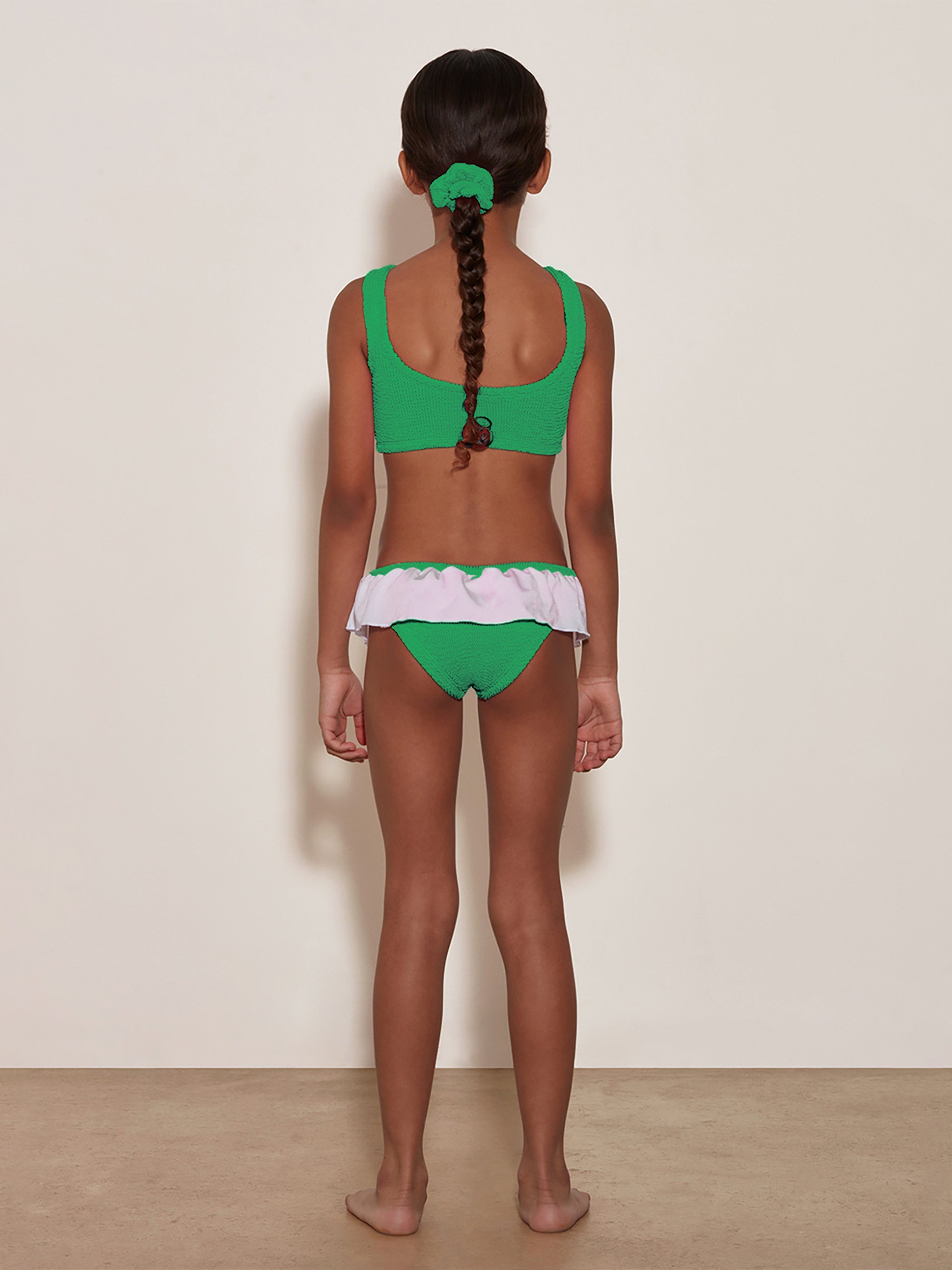 HUNZA G Girls Olive Bikini in Green