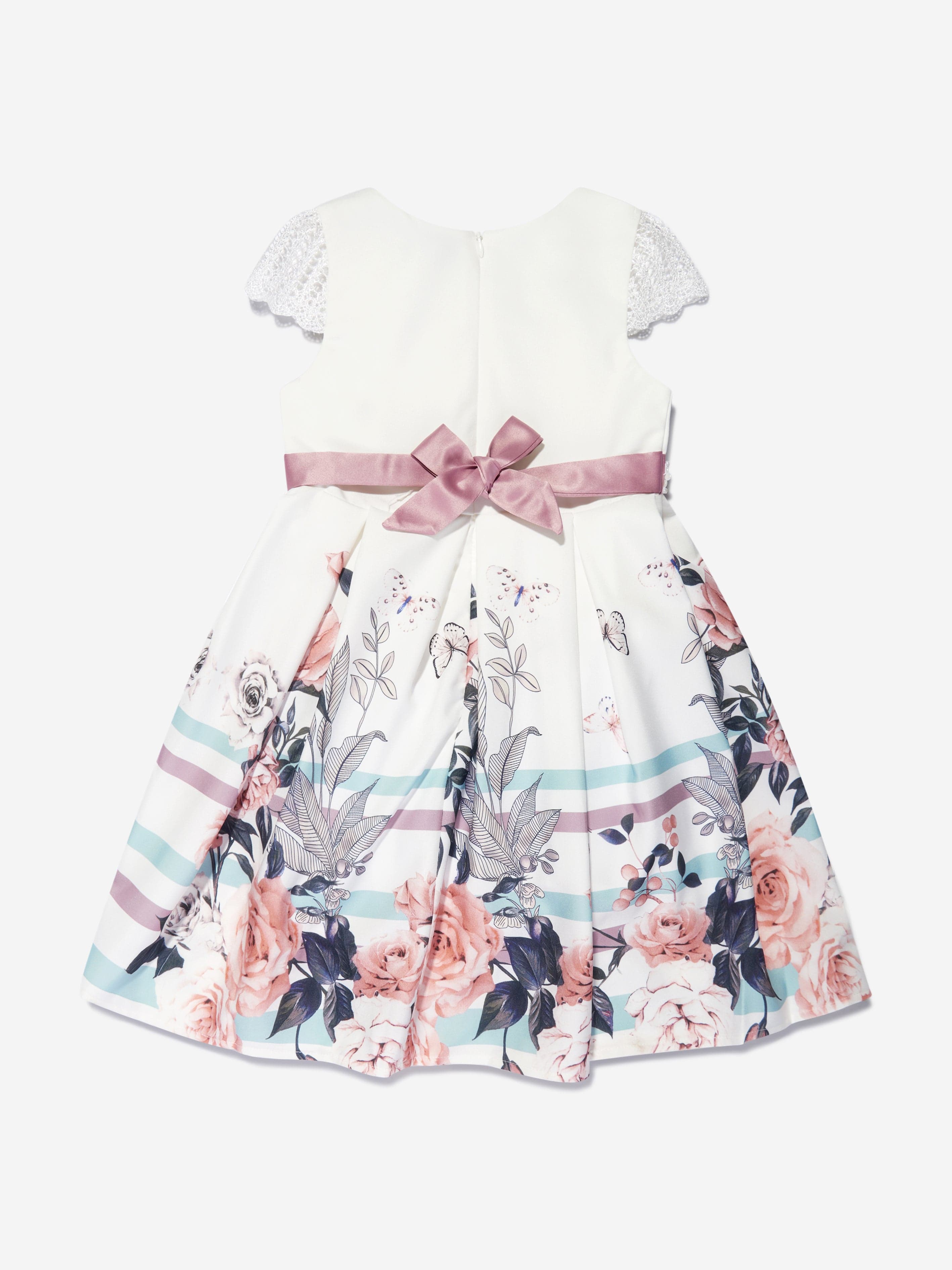 iAMe Girls Floral Printed A Line Dress in White