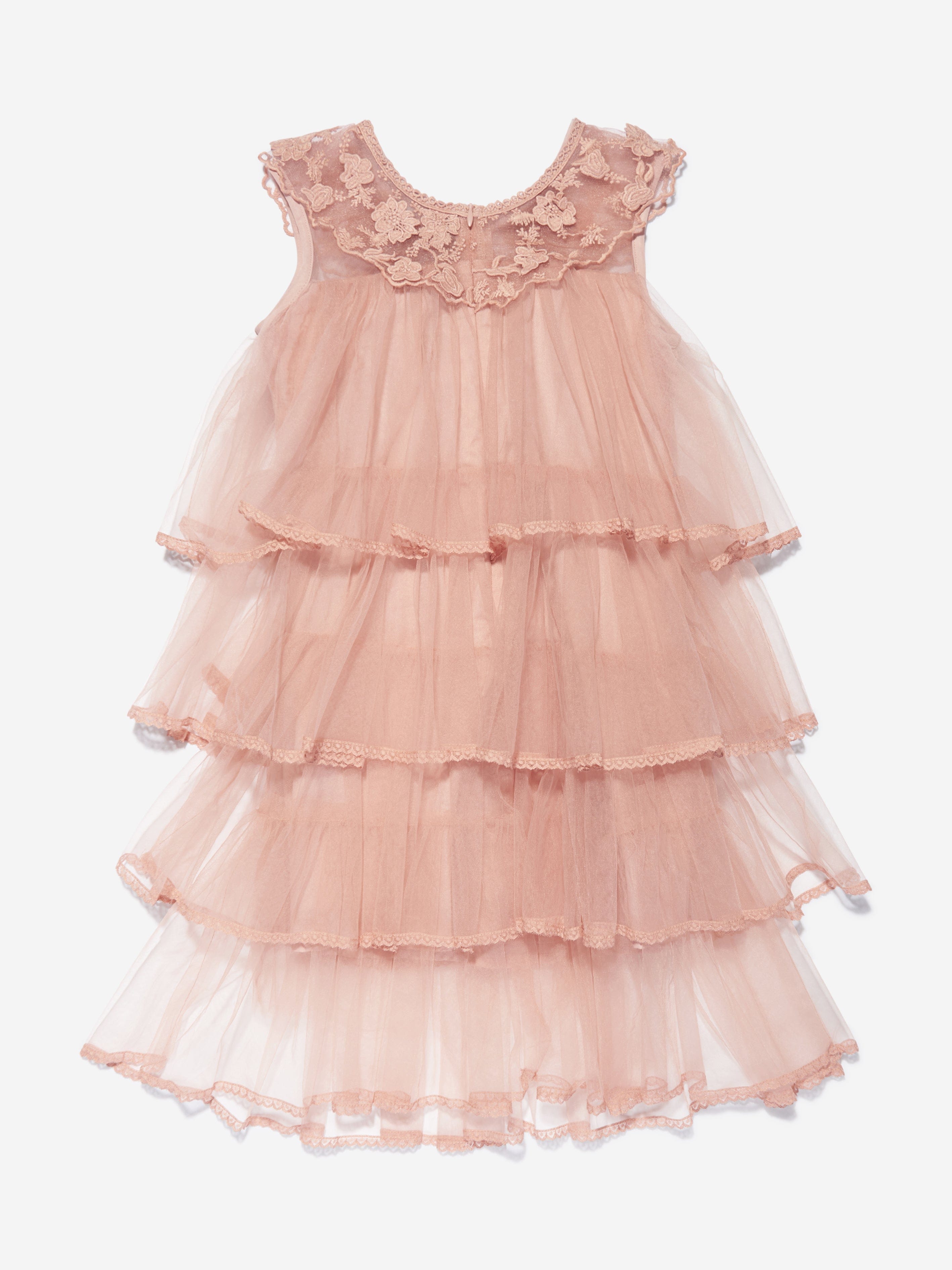 iAMe Girls Sleeveless Tiered Dress in Pink