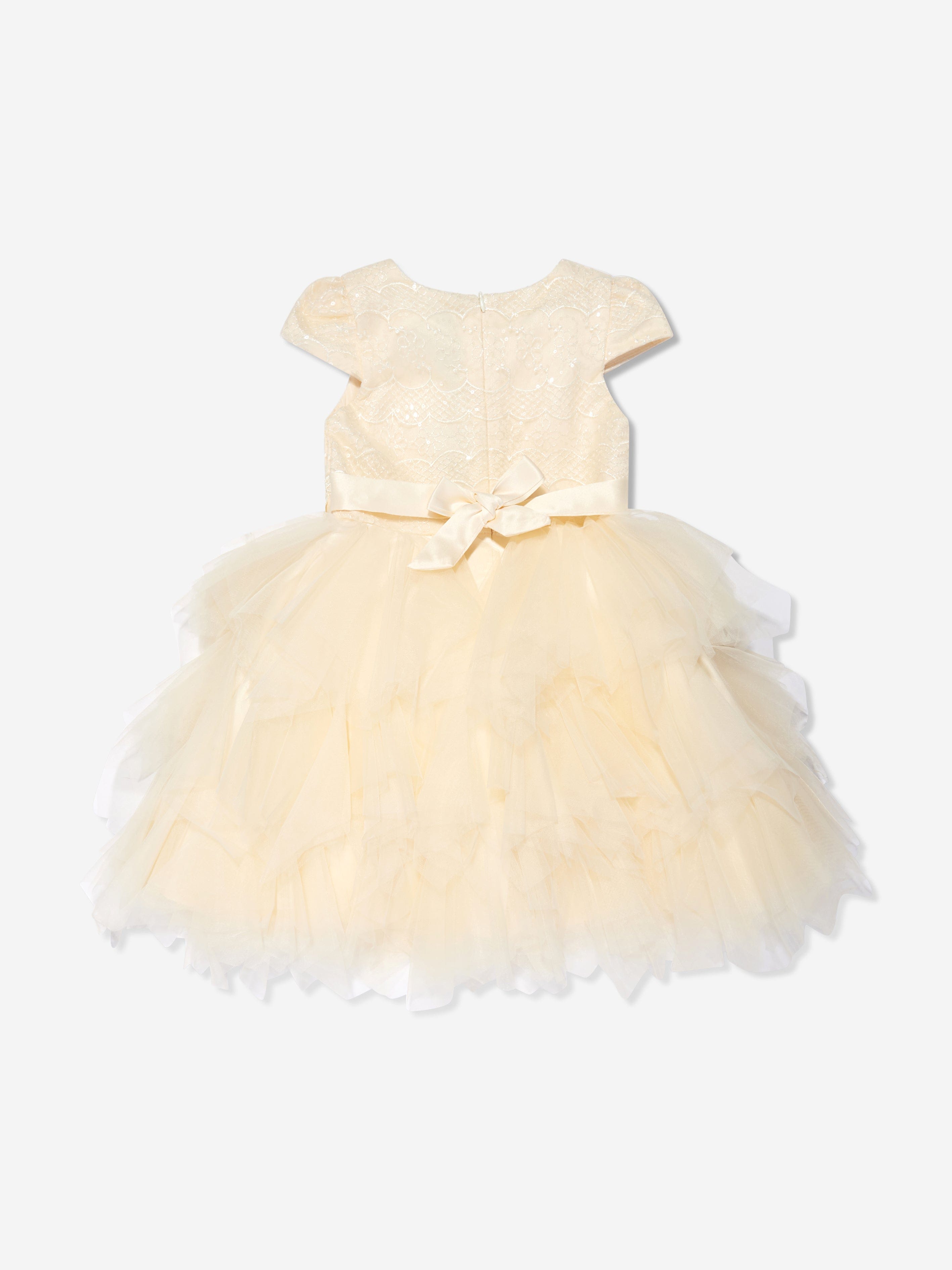 iAMe Girls Tulle Tiered Dress in Cream