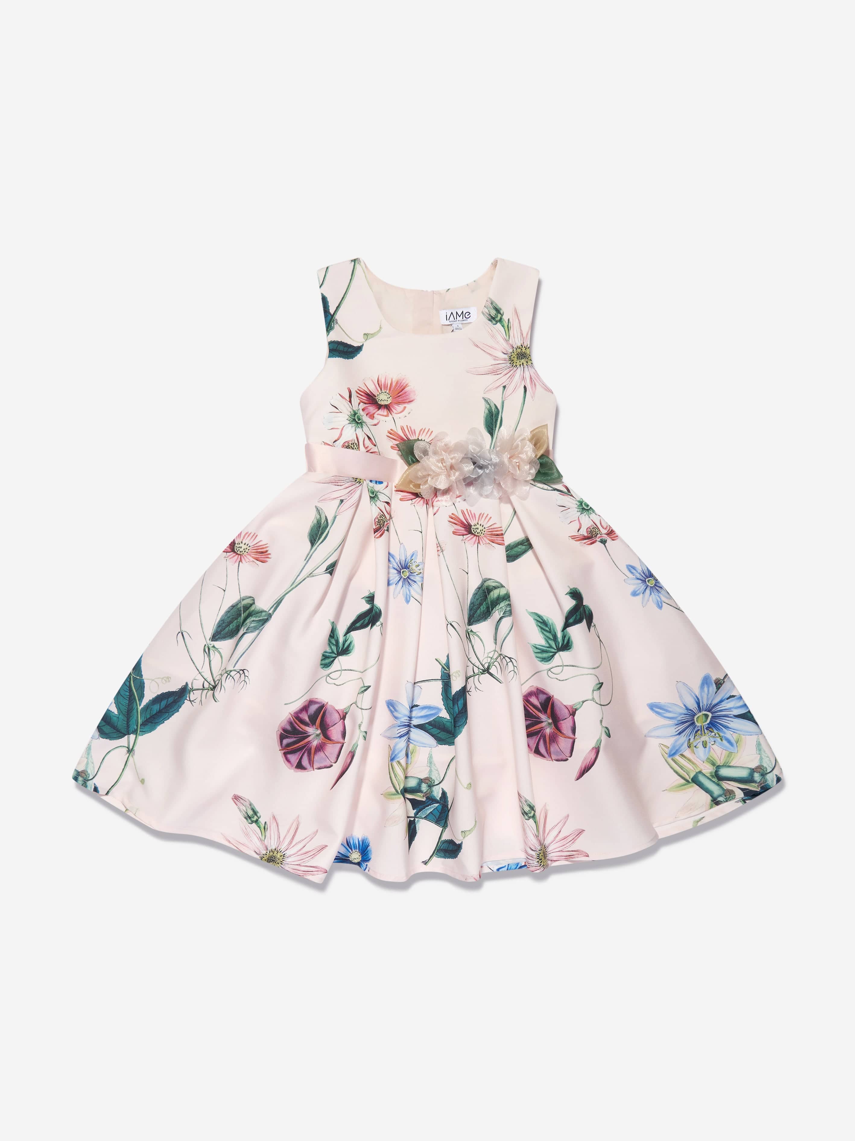 iAMe Girls Floral Printed A Line Dress in Pink