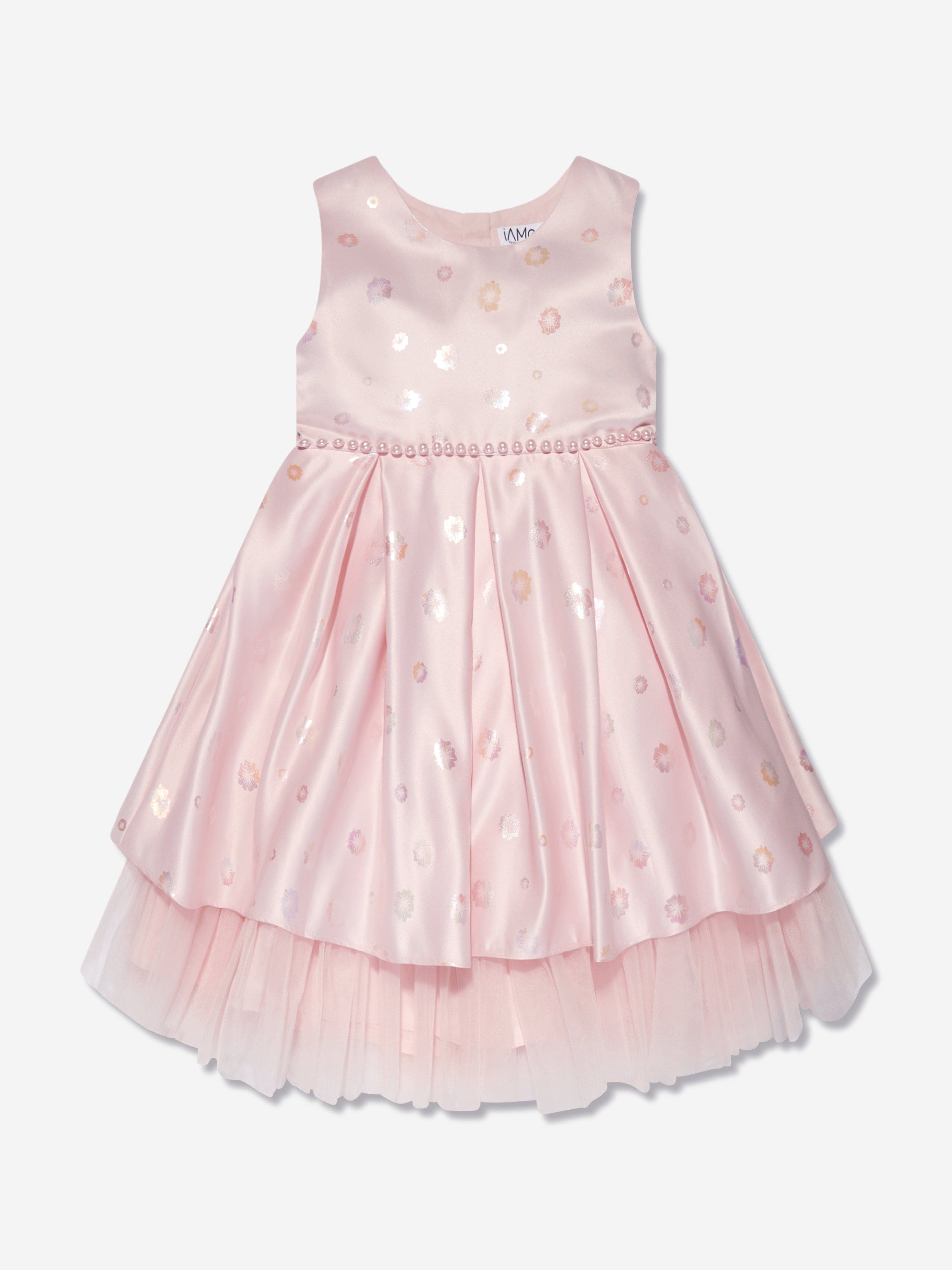 iAMe Girls Bow Detail A Line Dress in Pink