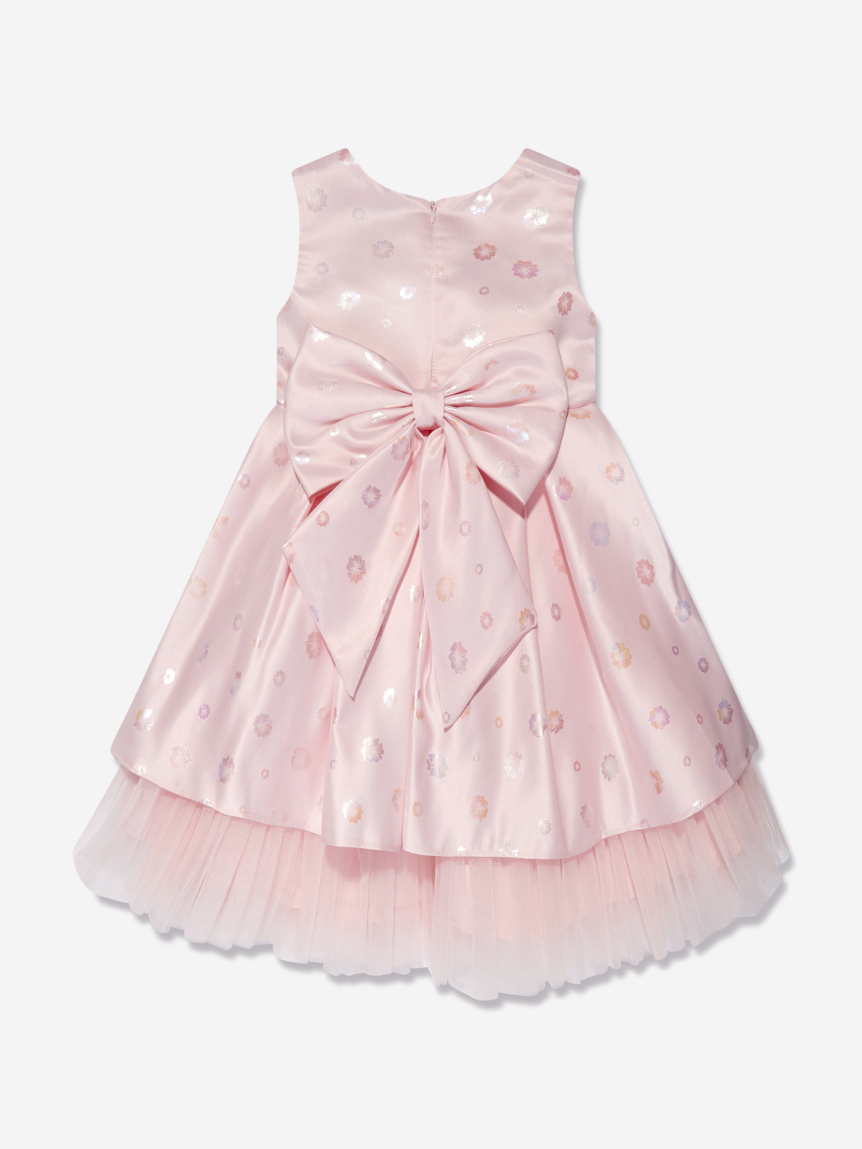 iAMe Girls Bow Detail A Line Dress in Pink