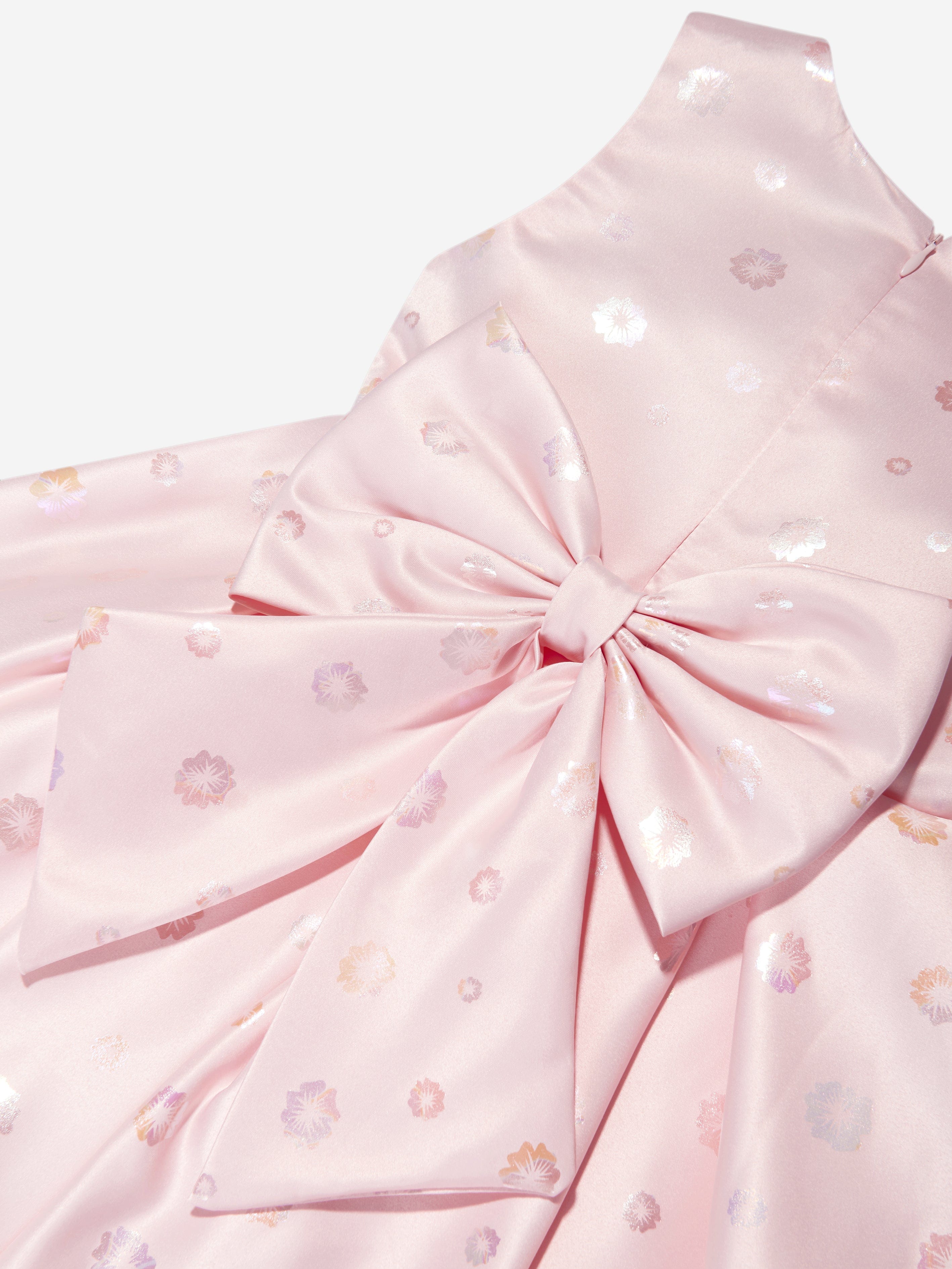 iAMe Girls Bow Detail A Line Dress in Pink