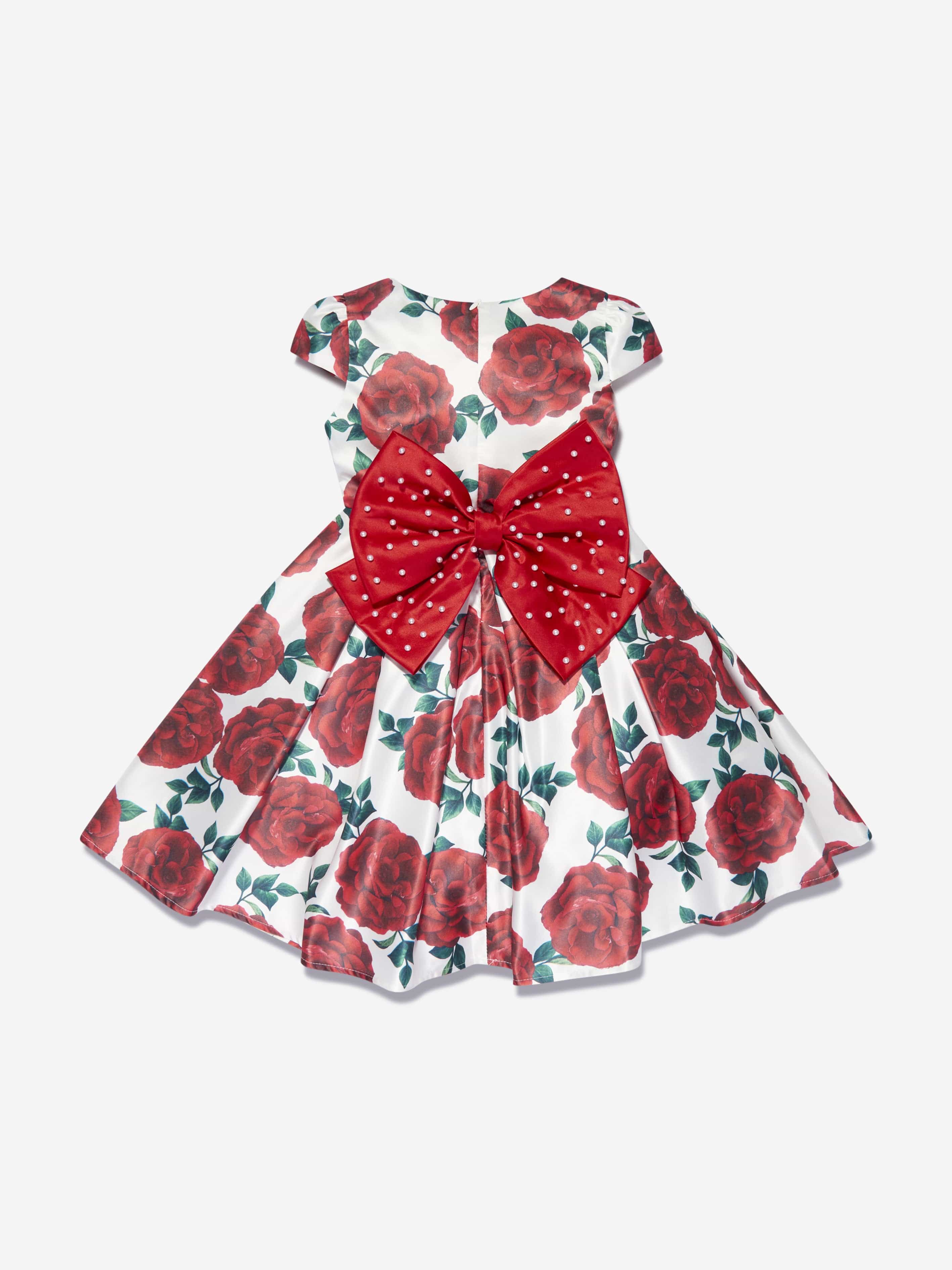 iAMe Girls Floral Printed A Line Dress in Red