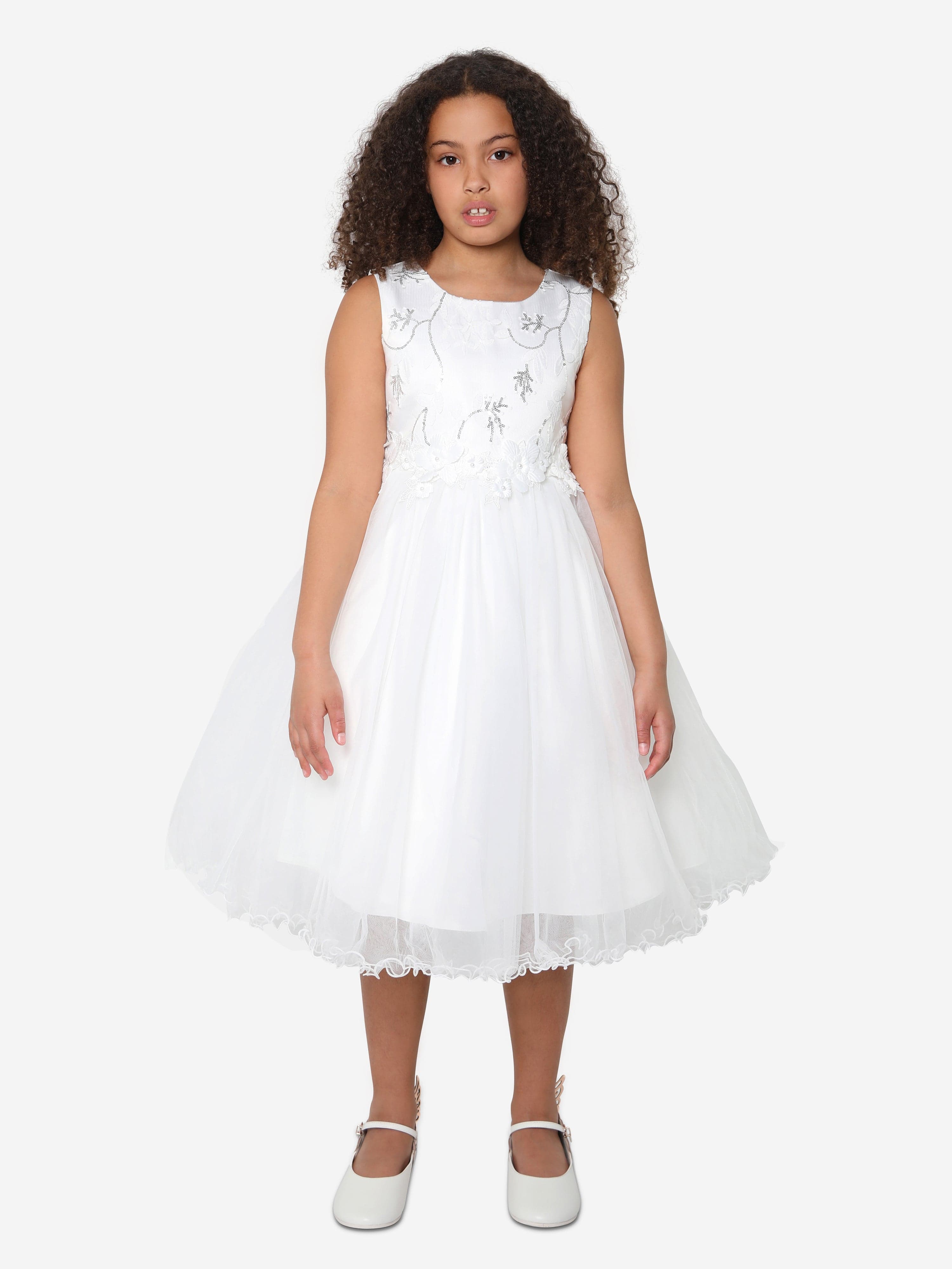 iAMe Girls Tulle Dress in White