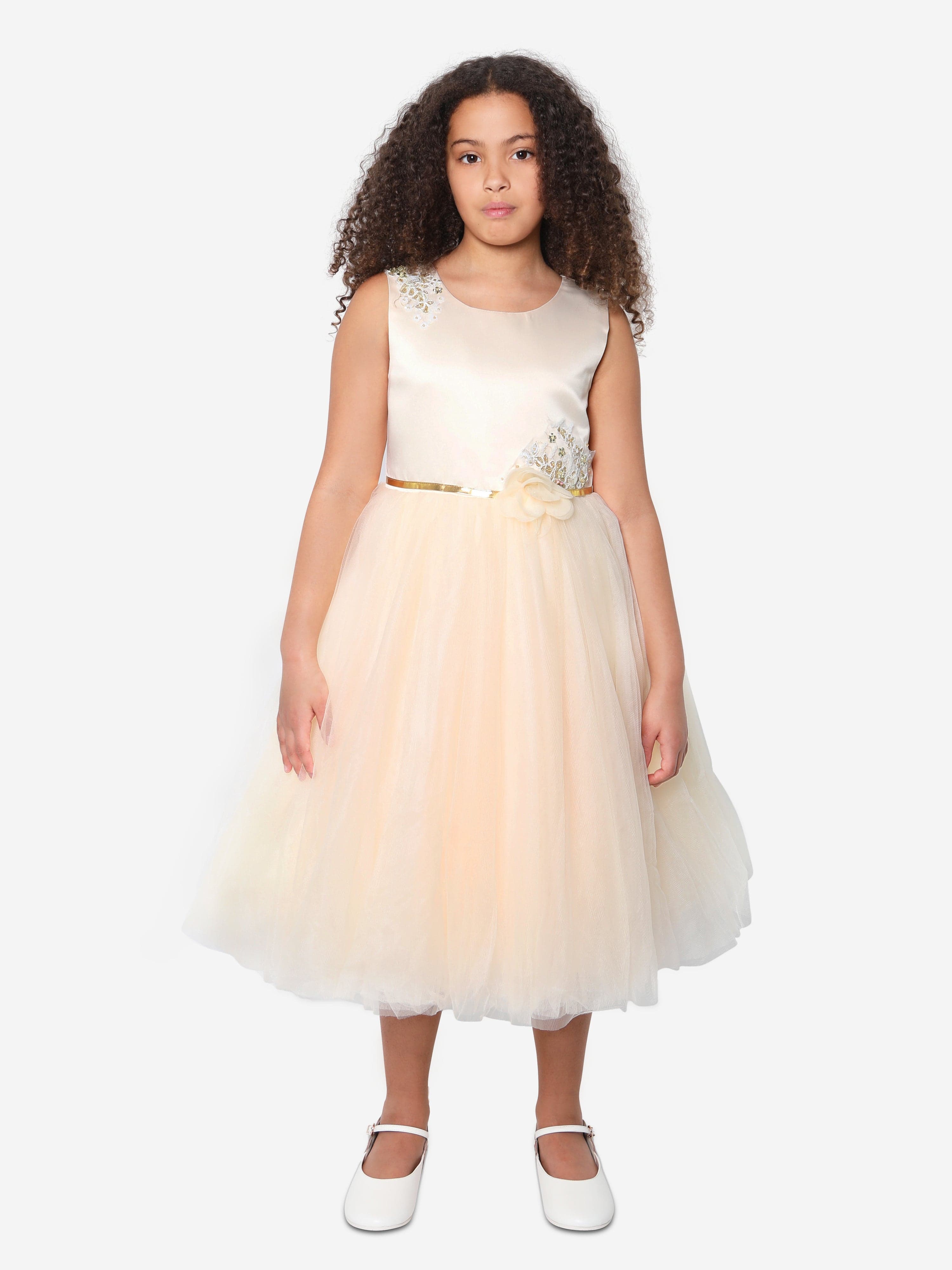 iAMe Girls Tulle Dress in Cream