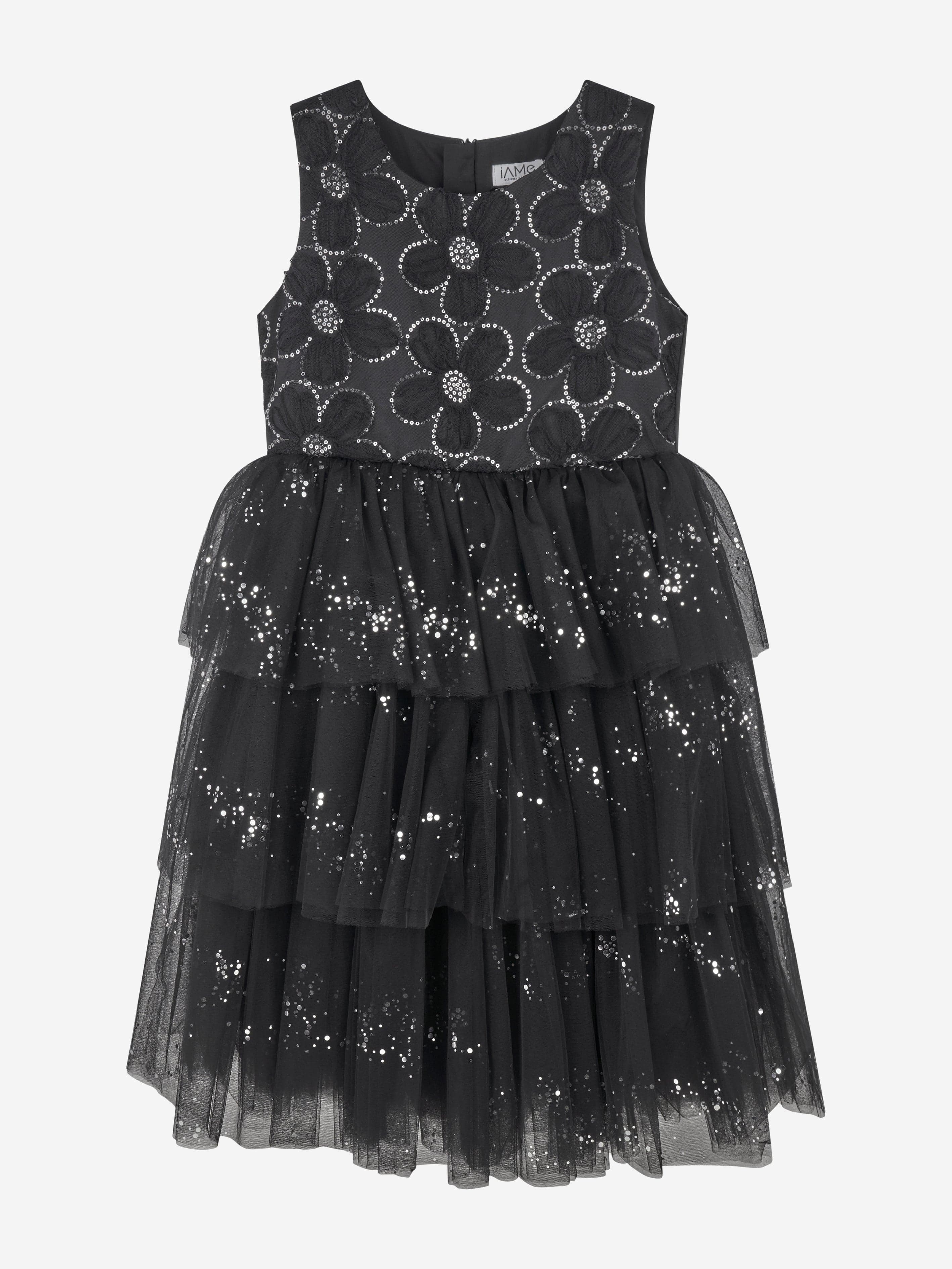 iAMe Girls Tulle Sparkle Dress in Black