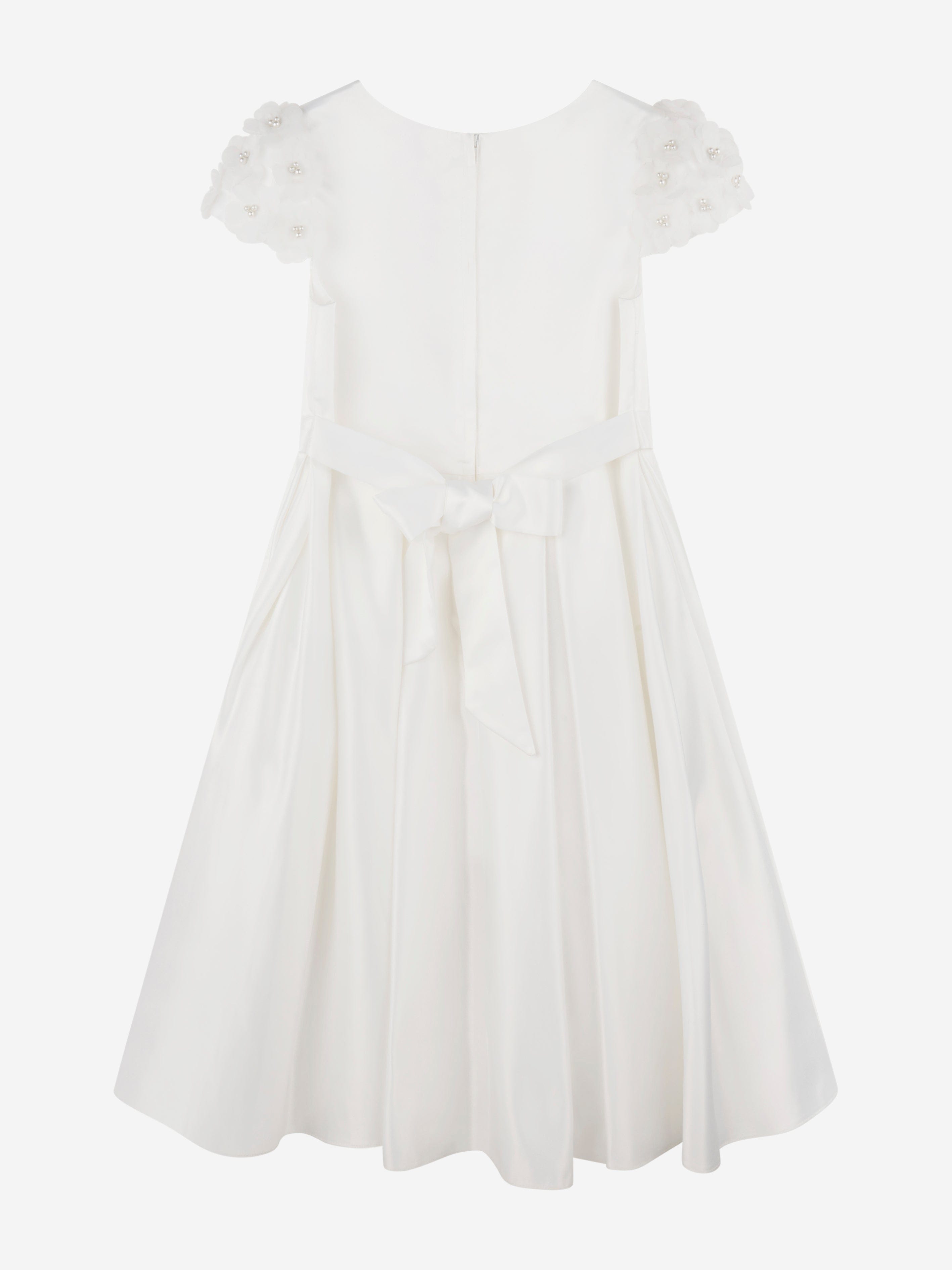 iAMe Girls Satin Flower Dress in White