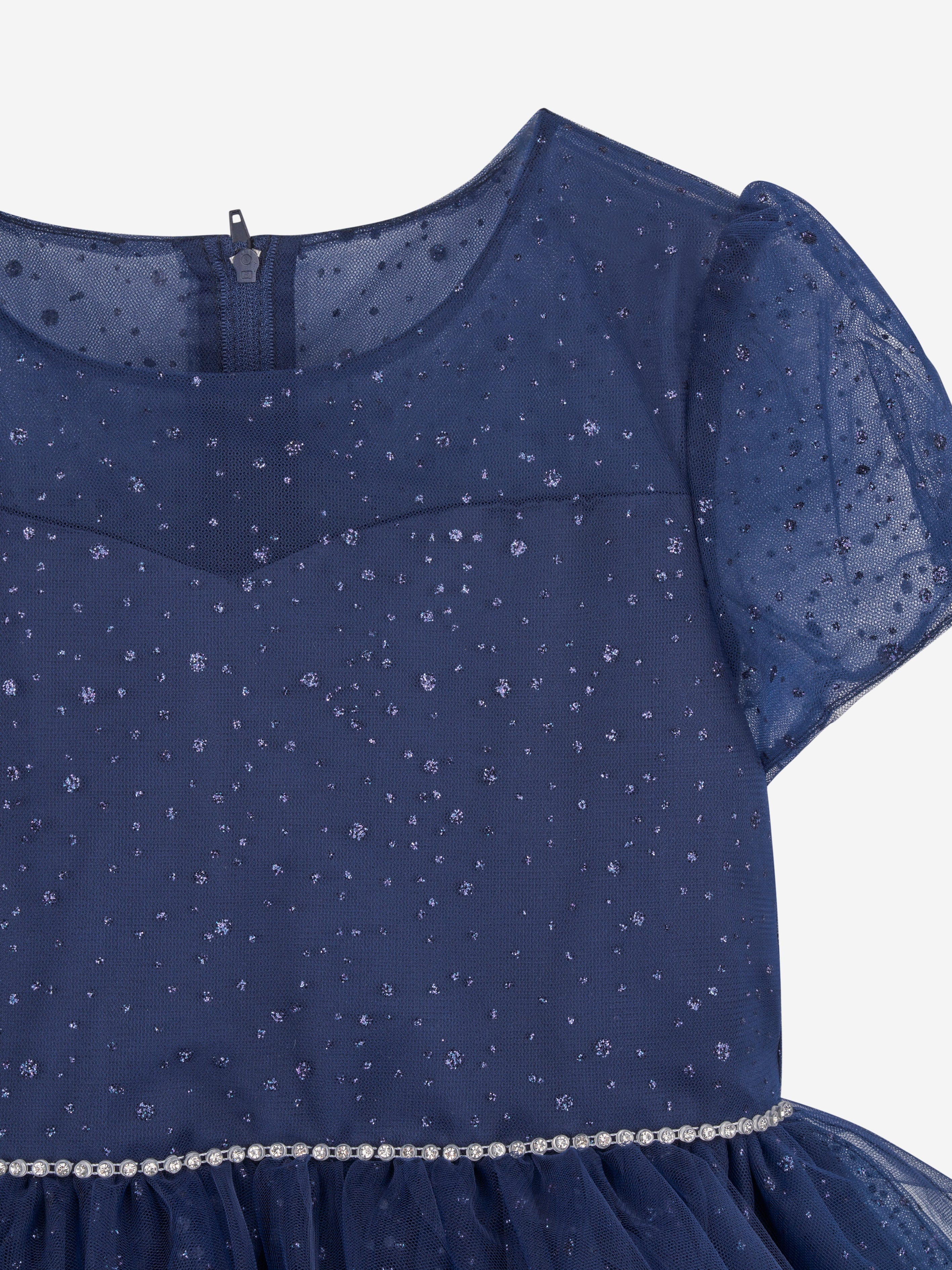 iAMe Girls Sparkle Occasion Dress in Navy