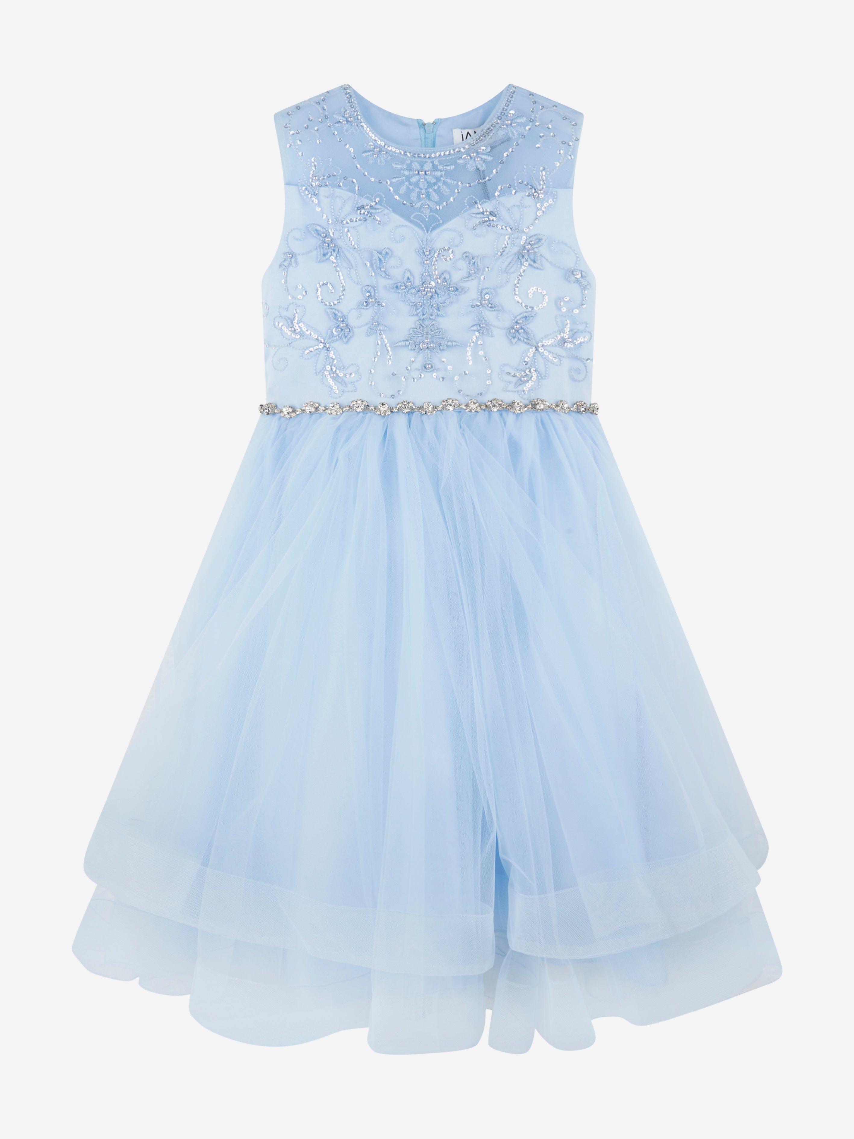 iAMe Girls Crystals Embroidered Dress in Blue